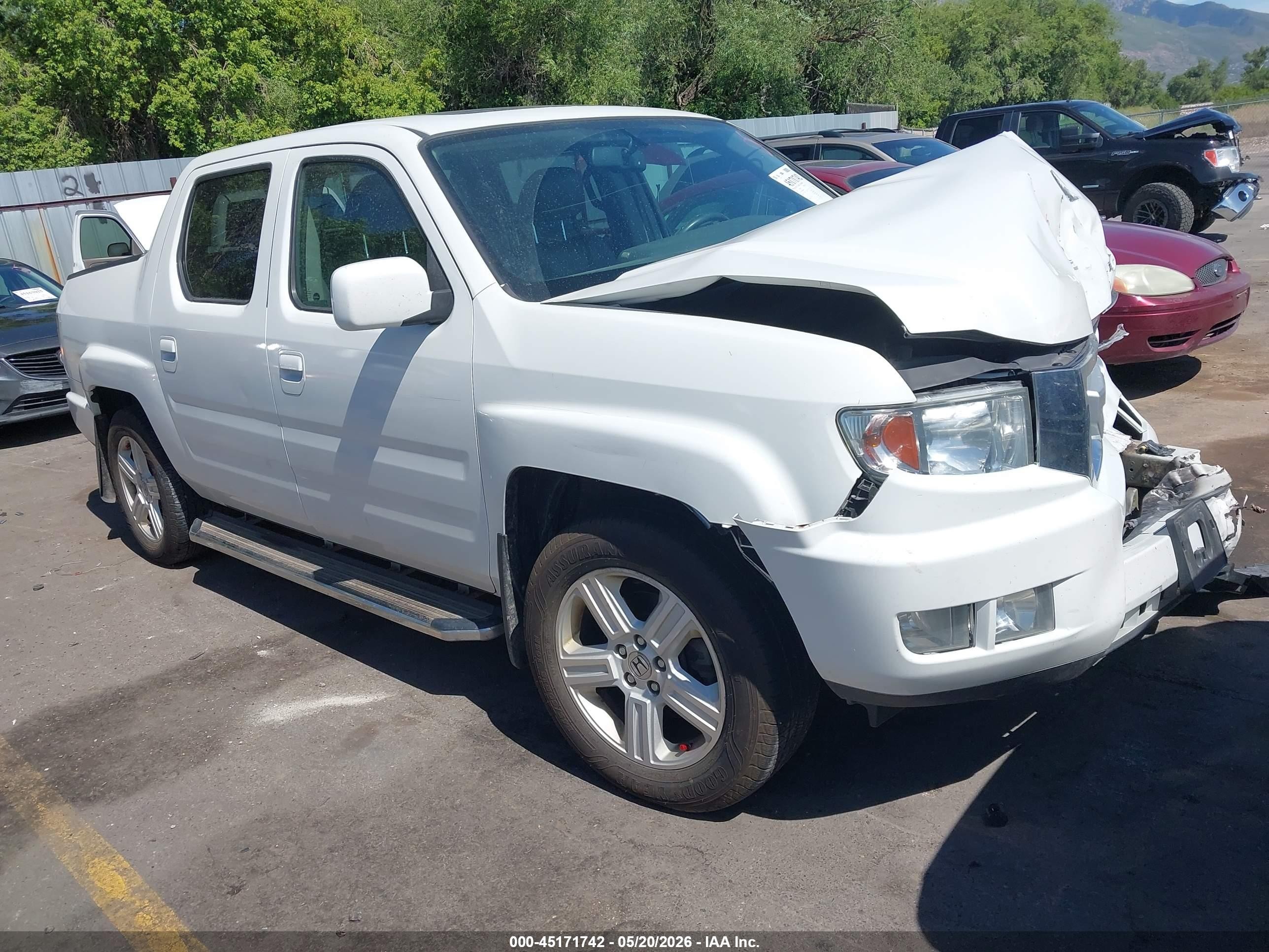2013 Honda Ridgeline VIN 5FPYK1F58DB010599 IAAI salvage auction — Front End, Salvage (Utah), sold $450 on 2026-07-02 (photo 1)
