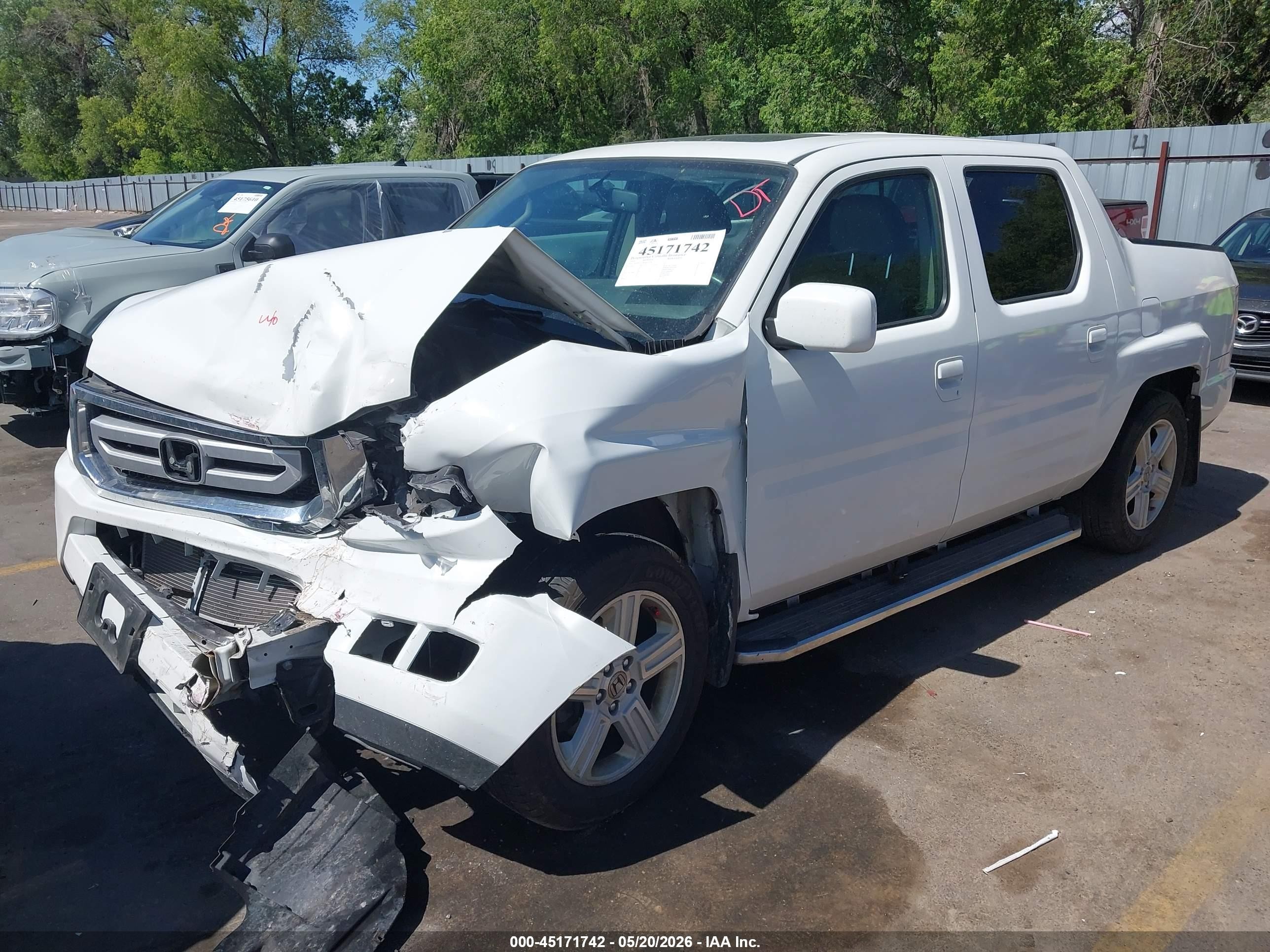 2013 Honda Ridgeline VIN 5FPYK1F58DB010599 IAAI salvage auction — Front End, Salvage (Utah), sold $450 on 2026-07-02 (photo 2)