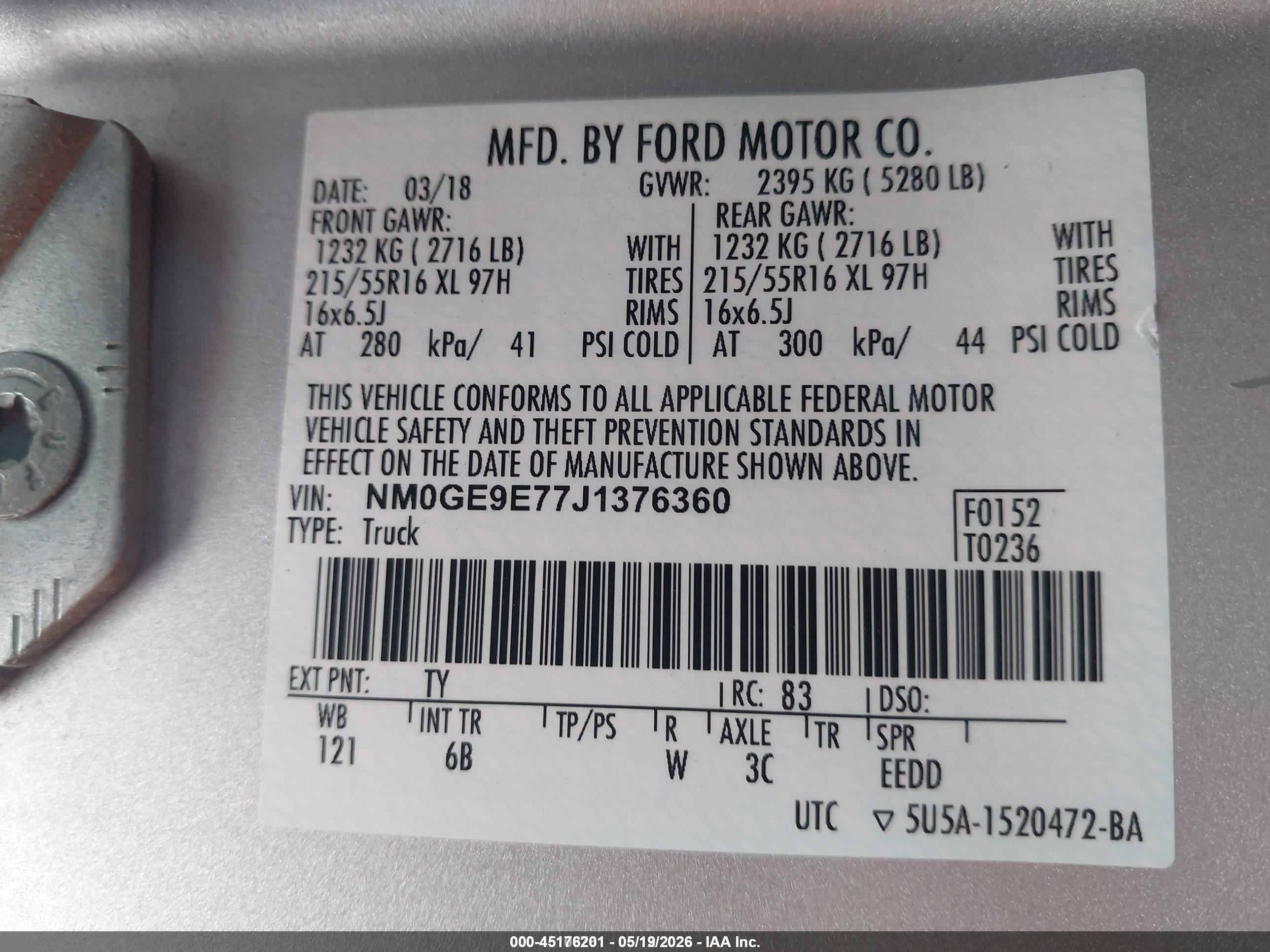 2018 Ford Transit Connect VIN NM0GE9E77J1376360 IAAI salvage auction — Normal Wear, SF97 (Illinois), sold $12,475 on 2026-07-09 (photo 9)