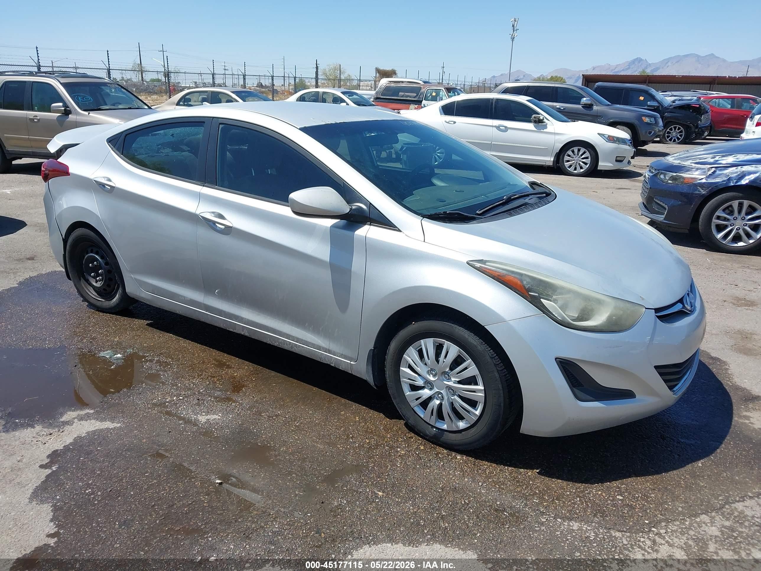 2016 Hyundai Elantra VIN 5NPDH4AE4GH771490 IAAI salvage auction — Rear End, Salvage (Arizona), sold $650 on 2026-07-09 (photo 1)