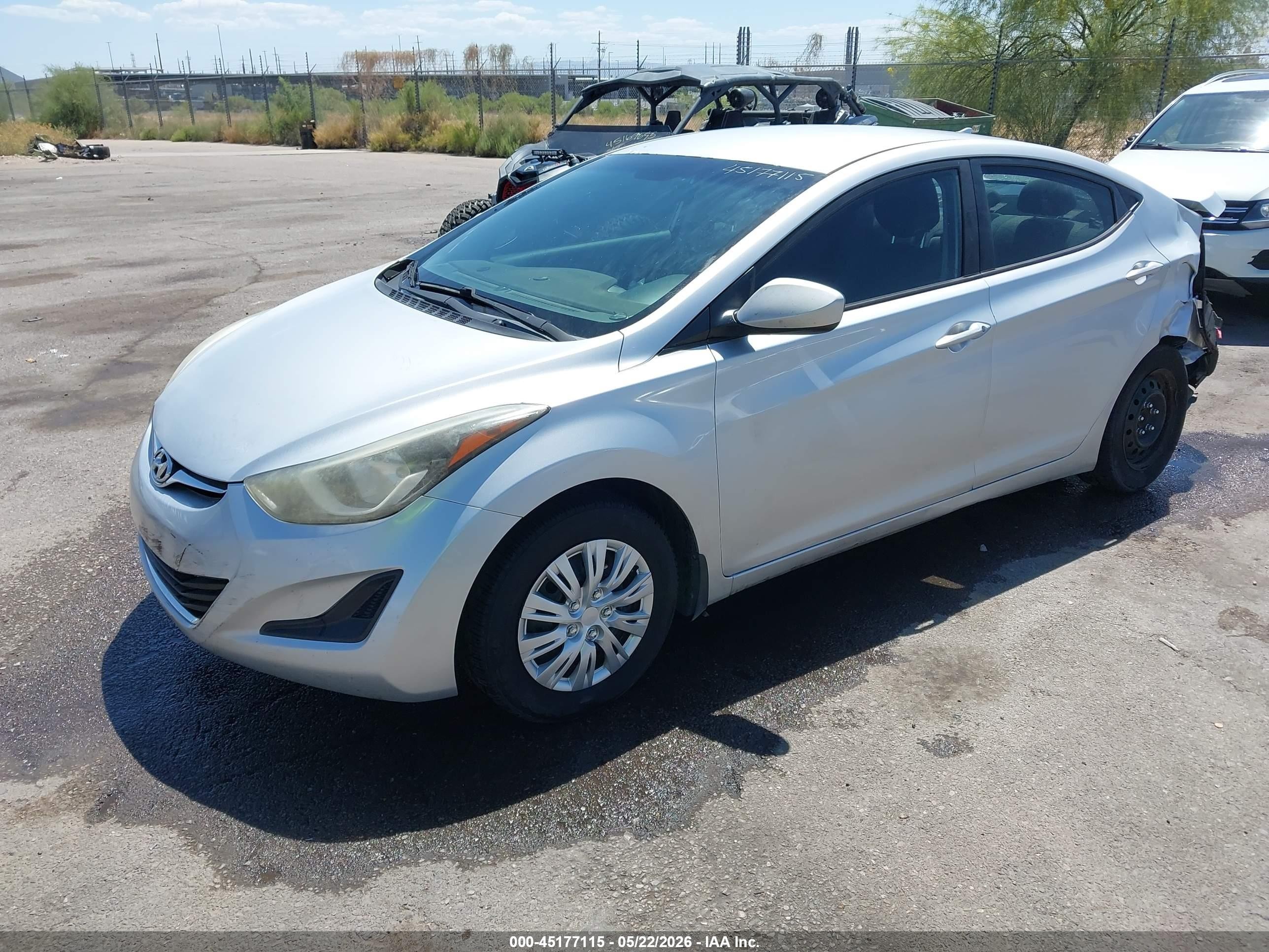 2016 Hyundai Elantra VIN 5NPDH4AE4GH771490 IAAI salvage auction — Rear End, Salvage (Arizona), sold $650 on 2026-07-09 (photo 2)