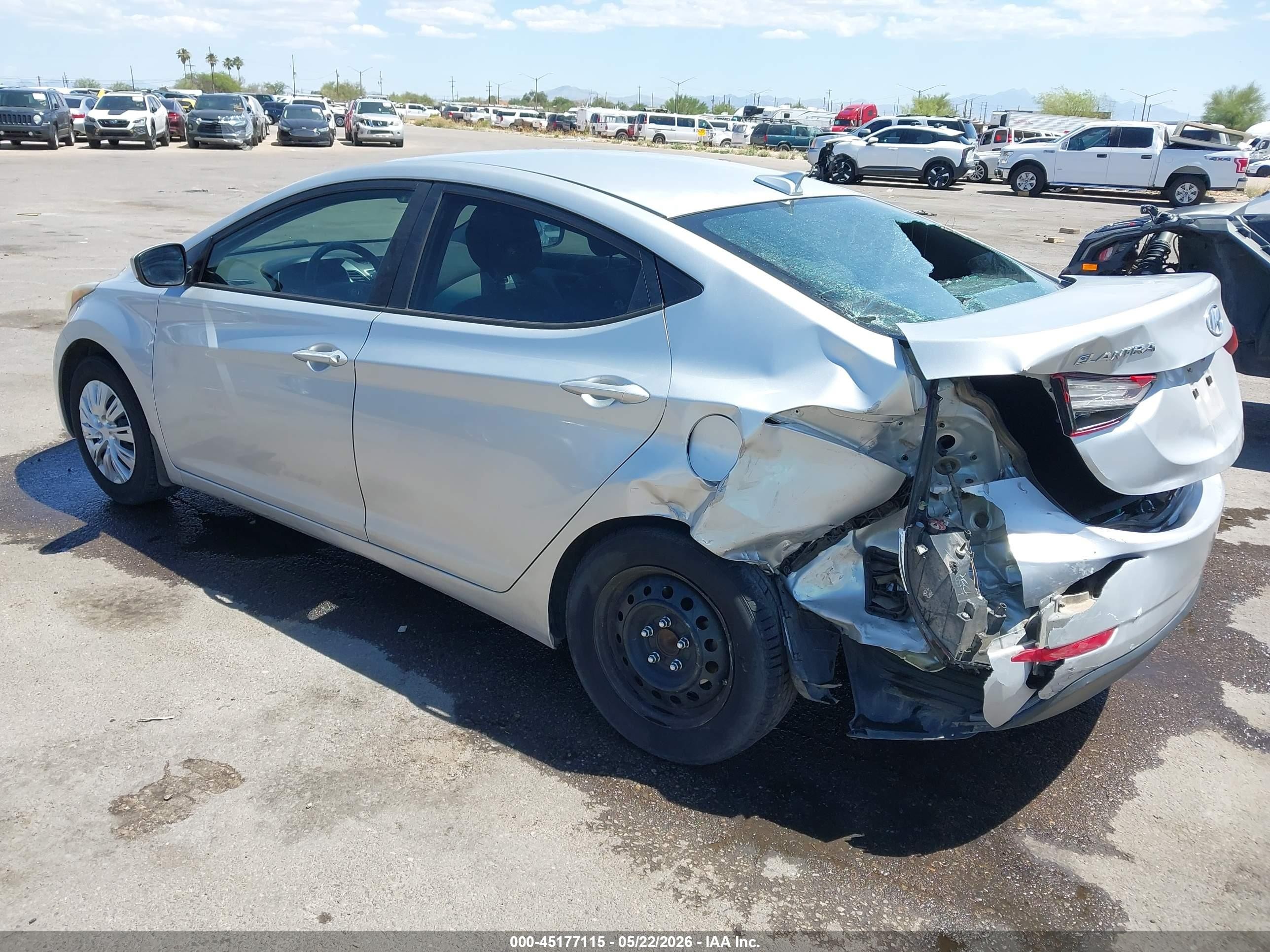 2016 Hyundai Elantra VIN 5NPDH4AE4GH771490 IAAI salvage auction — Rear End, Salvage (Arizona), sold $650 on 2026-07-09 (photo 3)