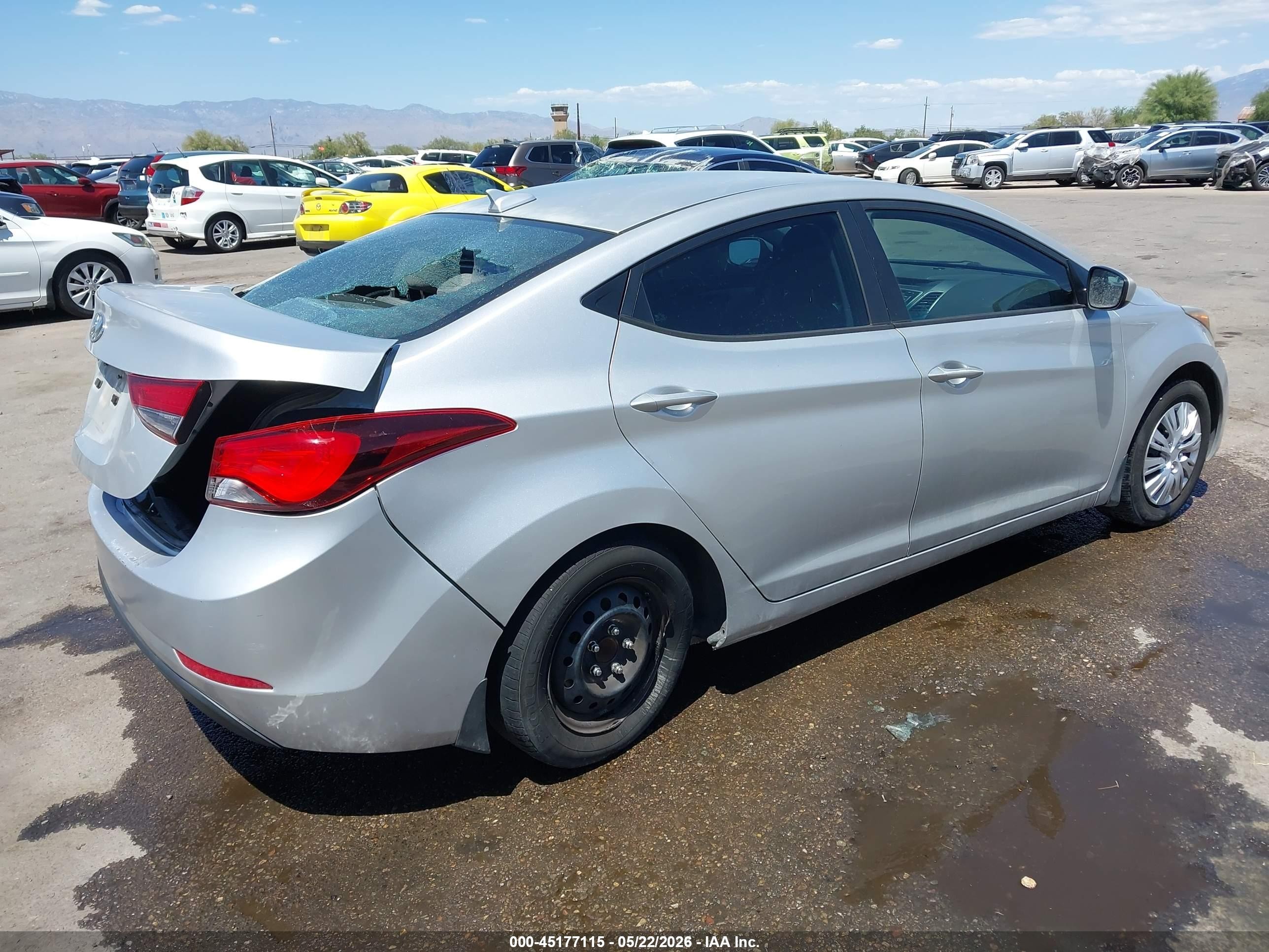 2016 Hyundai Elantra VIN 5NPDH4AE4GH771490 IAAI salvage auction — Rear End, Salvage (Arizona), sold $650 on 2026-07-09 (photo 4)