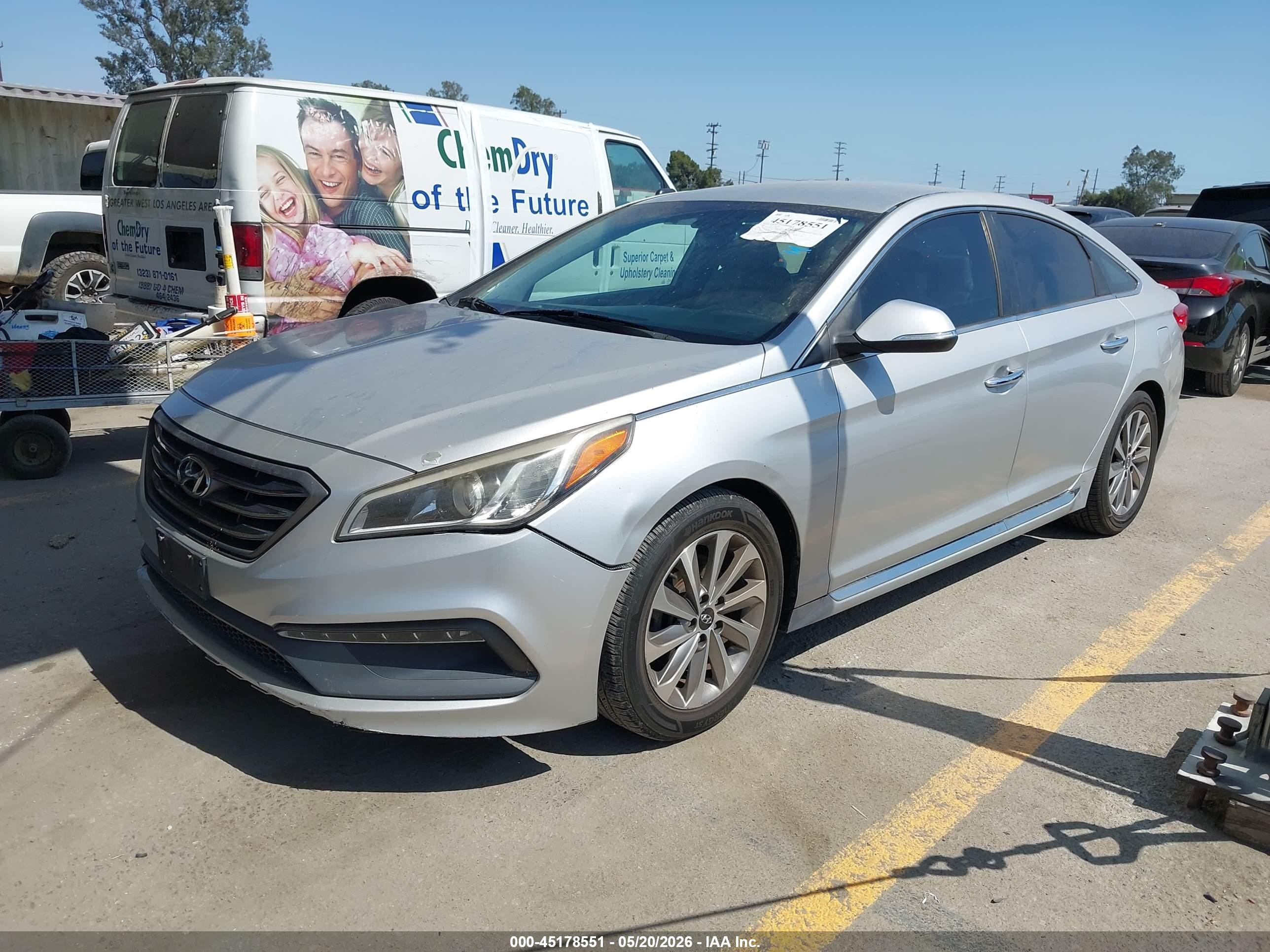 2016 Hyundai Sonata VIN 5NPE34AF5GH403024 IAAI salvage auction — Rear End, Salvage (California), sold $1,250 on 2026-07-12 (photo 2)