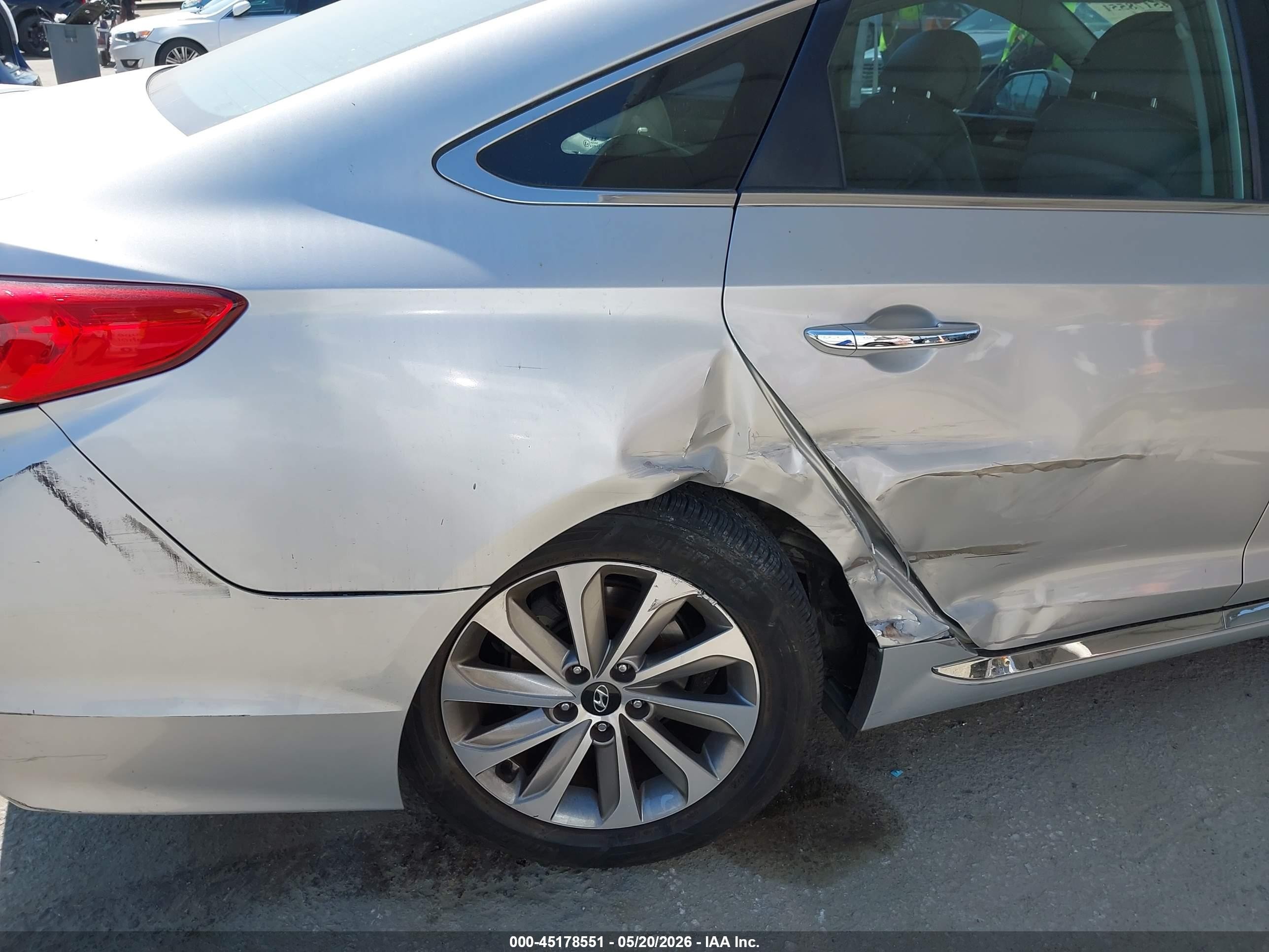 2016 Hyundai Sonata VIN 5NPE34AF5GH403024 IAAI salvage auction — Rear End, Salvage (California), sold $1,250 on 2026-07-12 (photo 6)