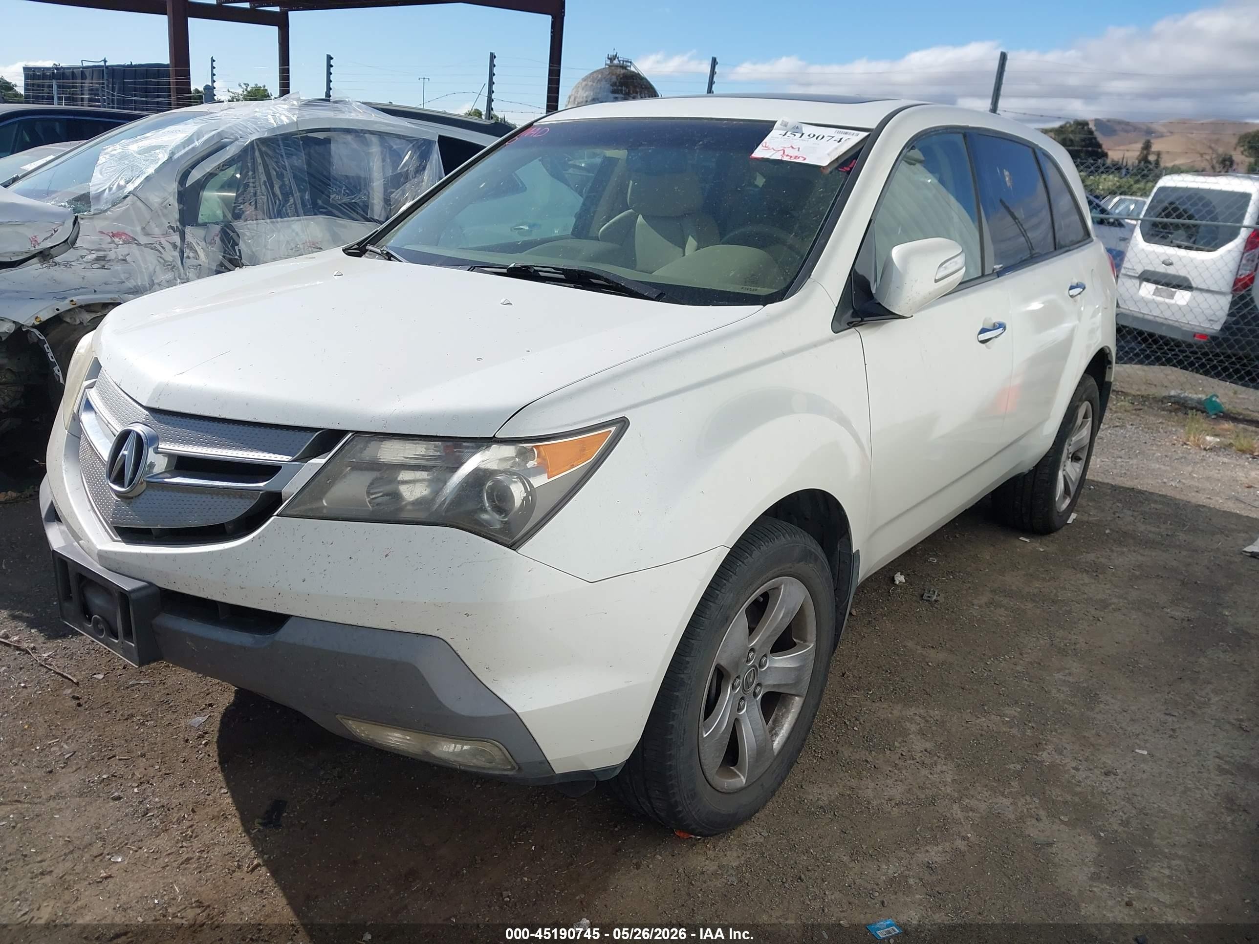 2009 Acura MDX VIN 2HNYD288X9H525650 IAAI salvage auction — Side, Salvage (California), sold $1,800 on 2026-07-02 (photo 2)