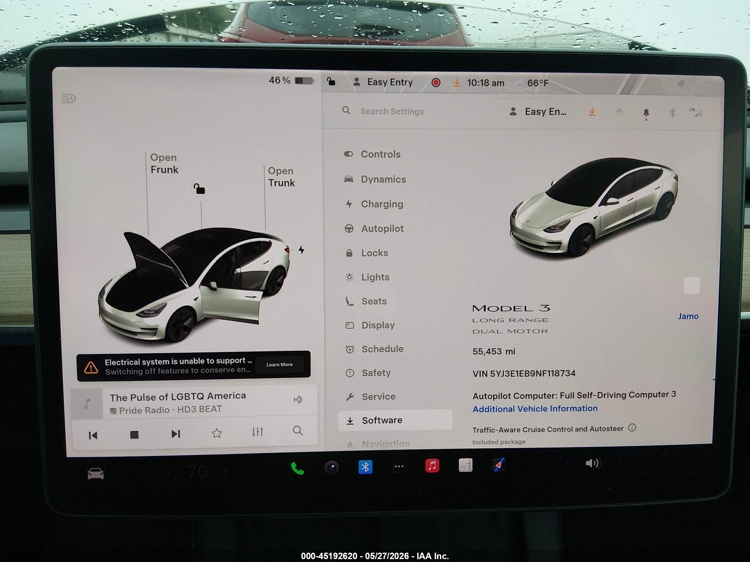 2022 Tesla Model 3 VIN 5YJ3E1EB9NF118734 IAAI salvage auction — Rear End, Original (Texas), sold $10,100 on 2026-07-03 (photo 7)