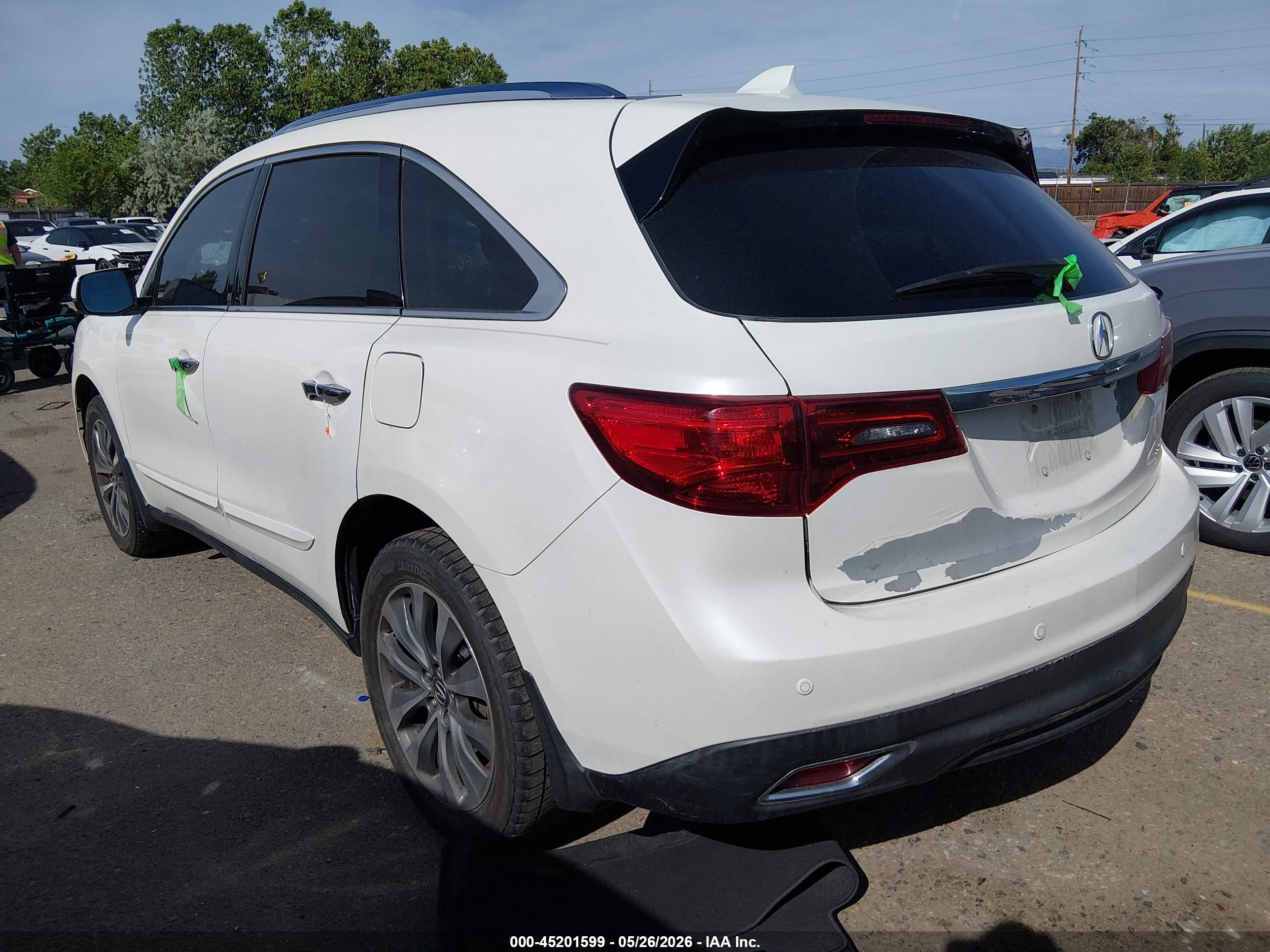 2016 Acura Mdx VIN 5FRYD4H49GB020487 IAAI salvage auction — Unknown, Salvage (Colorado), sold $2,075 on 2026-09-08 (photo 3)