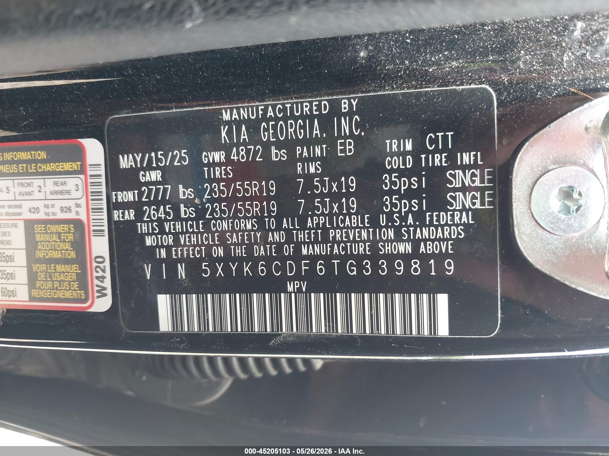 2026 Kia Sportage VIN 5XYK6CDF6TG339819 IAAI salvage auction — Front End, Salvage (Ohio), sold $4,000 on 2026-07-10 (photo 9)