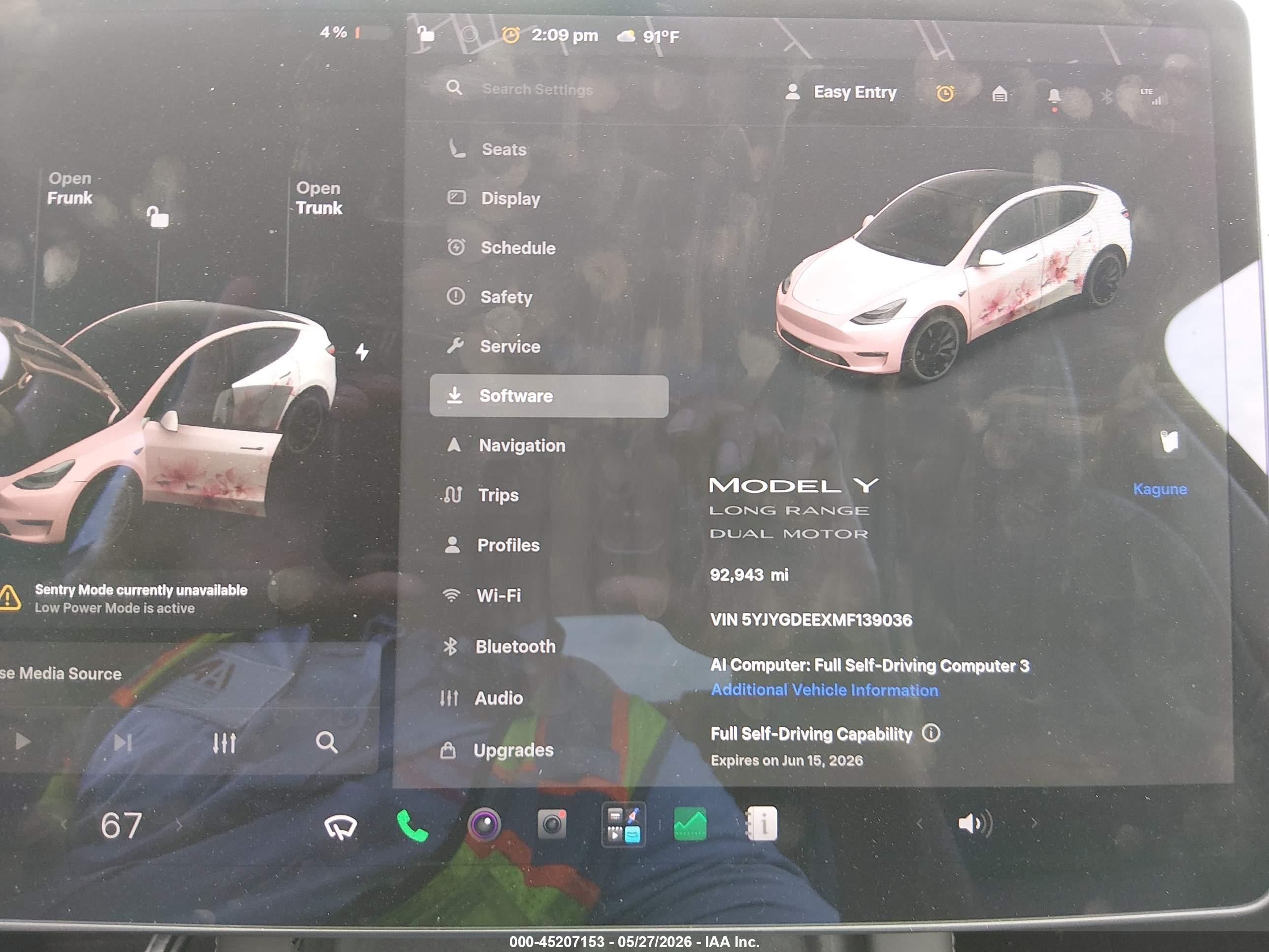 2021 Tesla Model y VIN 5YJYGDEEXMF139036 IAAI salvage auction — Rear End, Salvage (North Carolina), sold $11,200 on 2026-09-12 (photo 7)