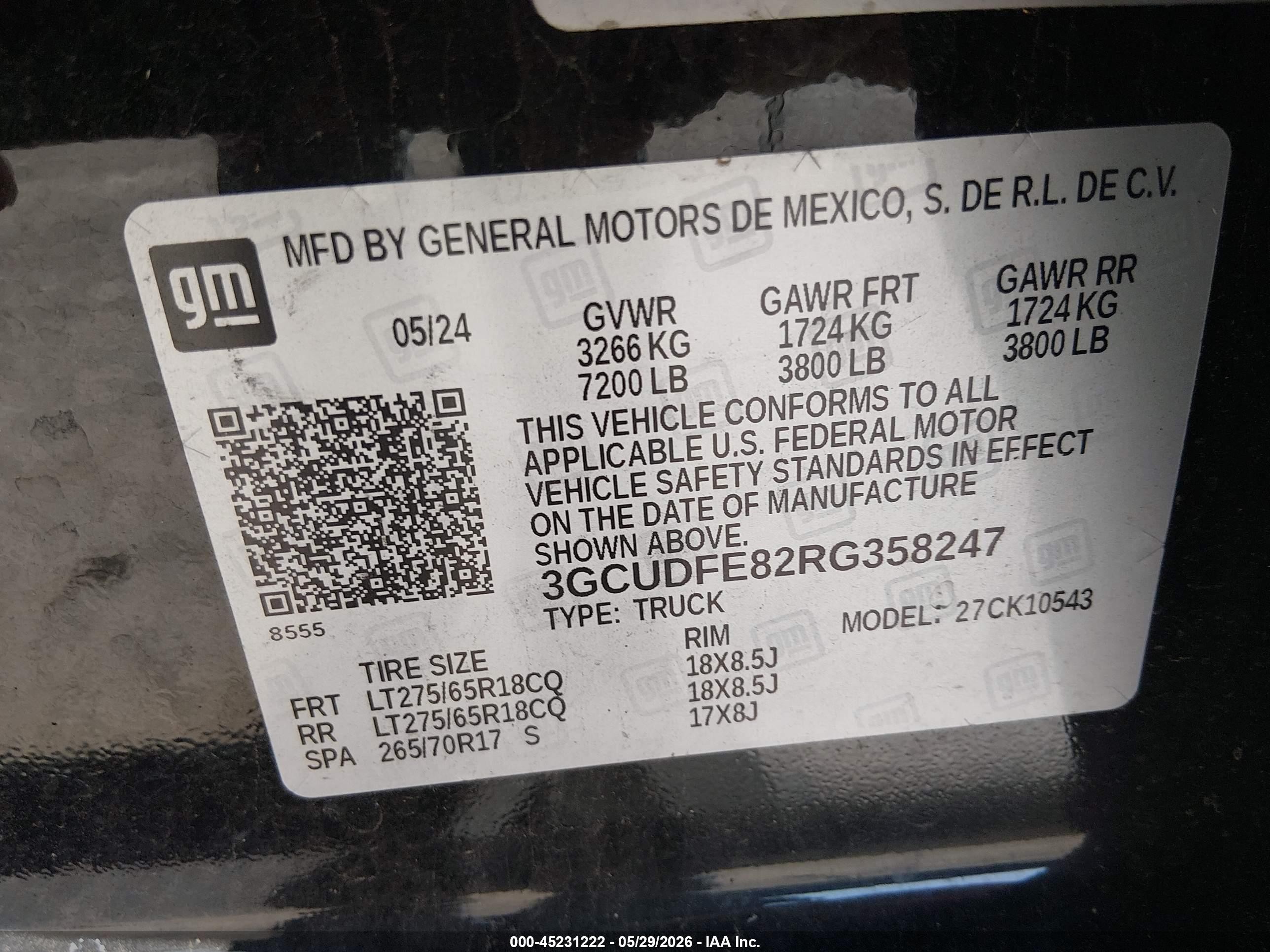 2024 Chevrolet Silverado 1500 VIN 3GCUDFE82RG358247 IAAI salvage auction — Side, Salvage - 75% Or Less (Maryland), sold $17,600 on 2026-08-26 (photo 9)