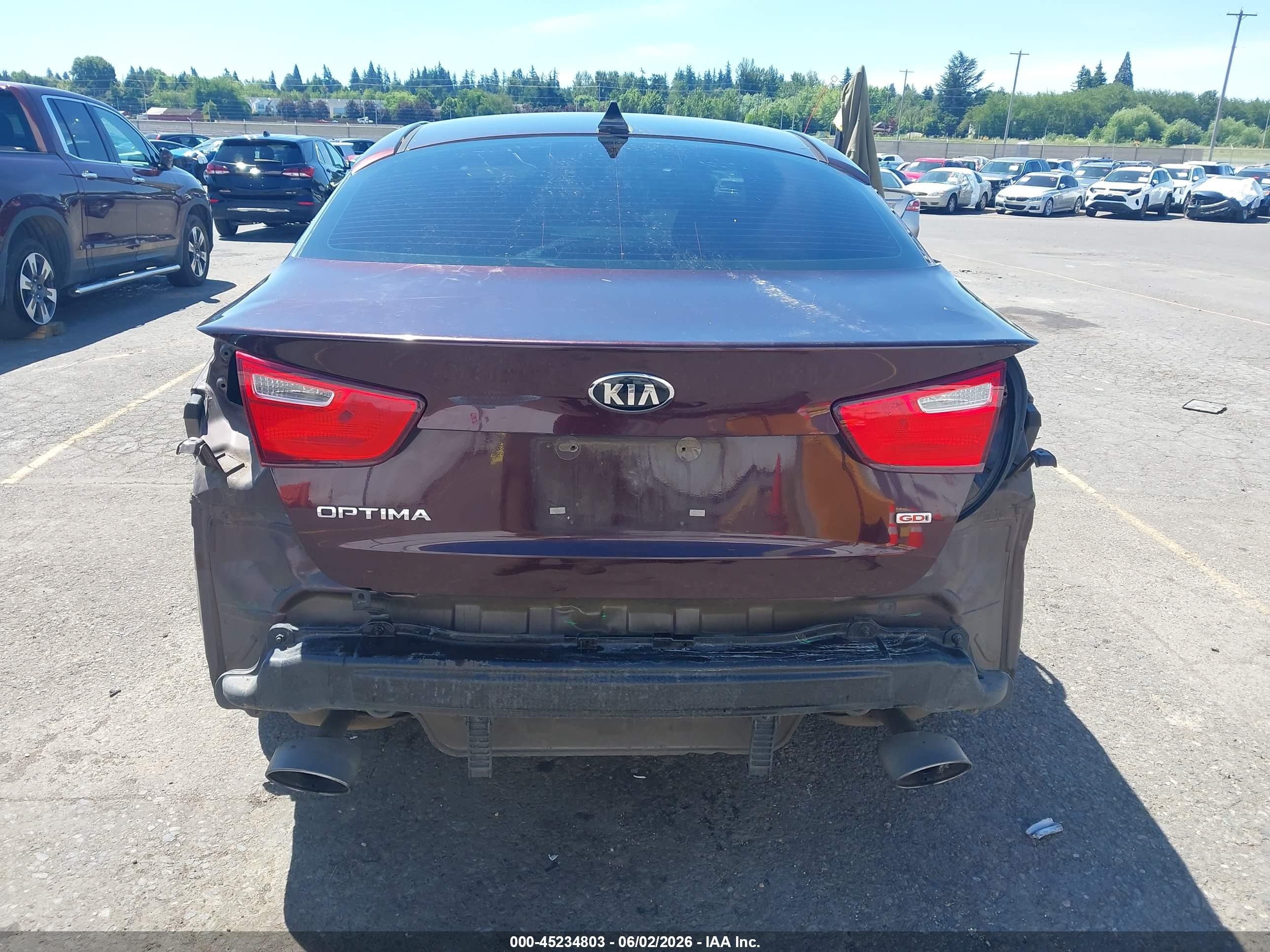 2015 Kia Optima VIN 5XXGM4A74FG350728 IAAI salvage auction — Rear End, Salvage (Oregon), sold $975 on 2026-07-09 (photo 6)