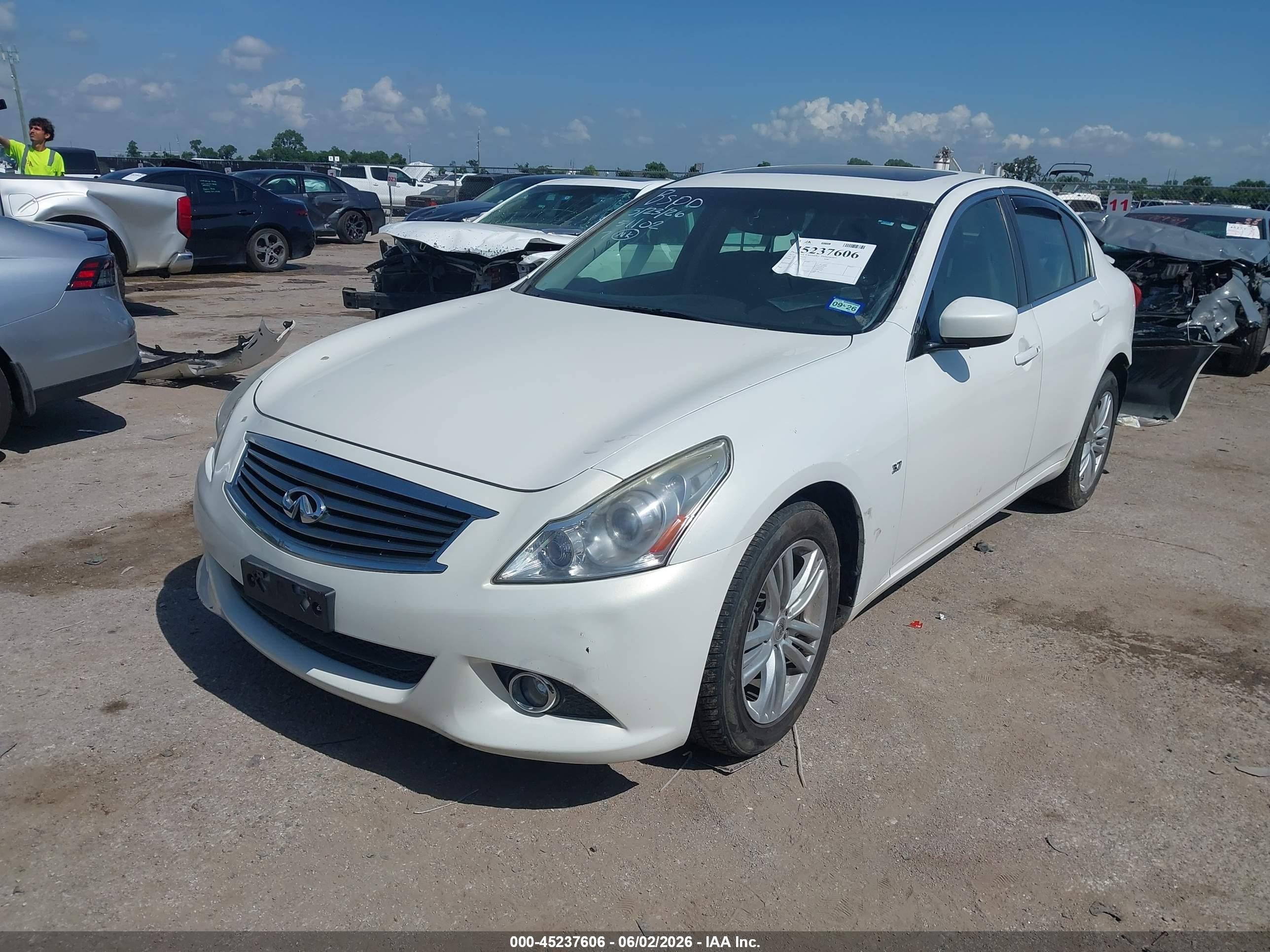 2015 Infiniti Q40 VIN JN1CV6AR2FM651102 IAAI salvage auction — Rear End, Original (Texas), sold $975 on 2026-10-09 (photo 2)