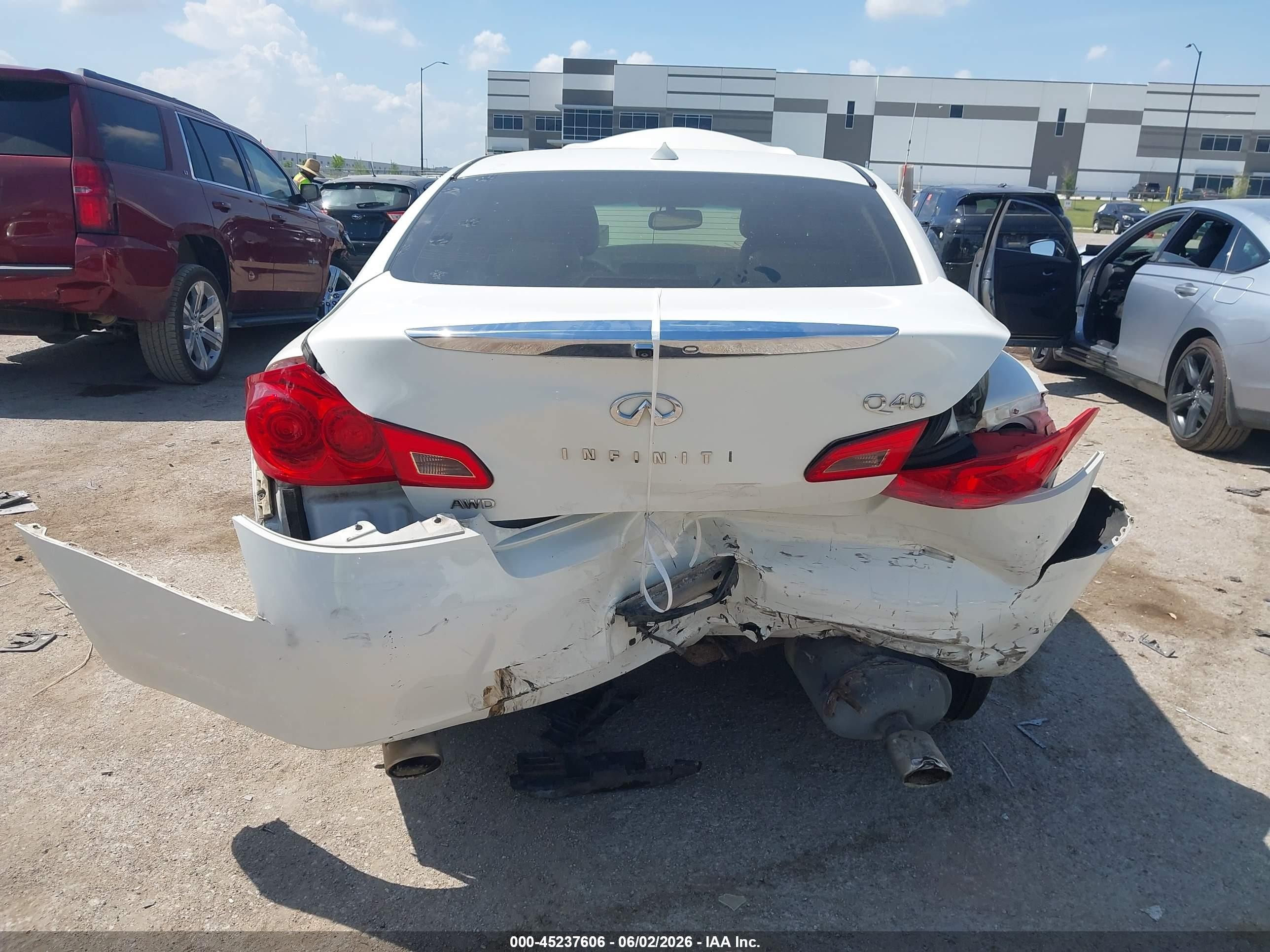 2015 Infiniti Q40 VIN JN1CV6AR2FM651102 IAAI salvage auction — Rear End, Original (Texas), sold $975 on 2026-10-09 (photo 6)