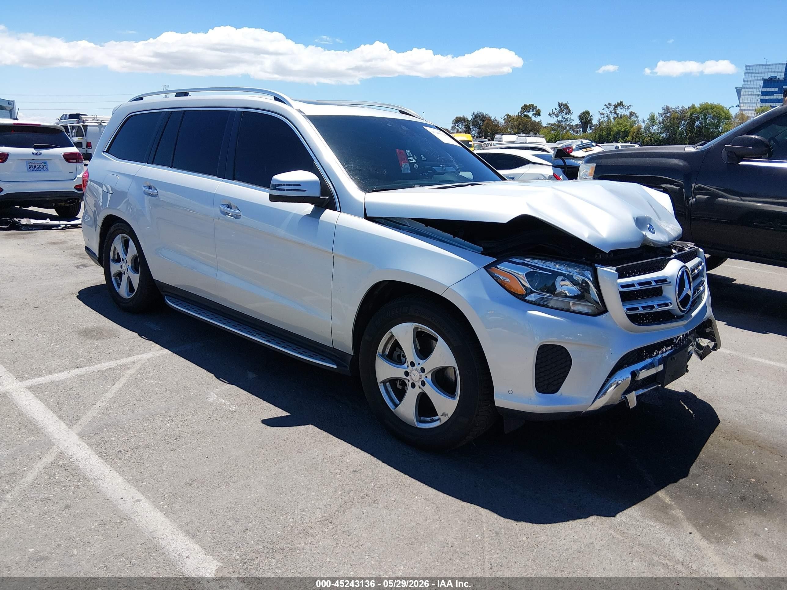 2017 Mercedes-Benz GLS-Class VIN 4JGDF6EE5HA869640 IAAI salvage auction — Front & Rear, Salvage (California), sold $3,800 on 2026-07-02 (photo 1)
