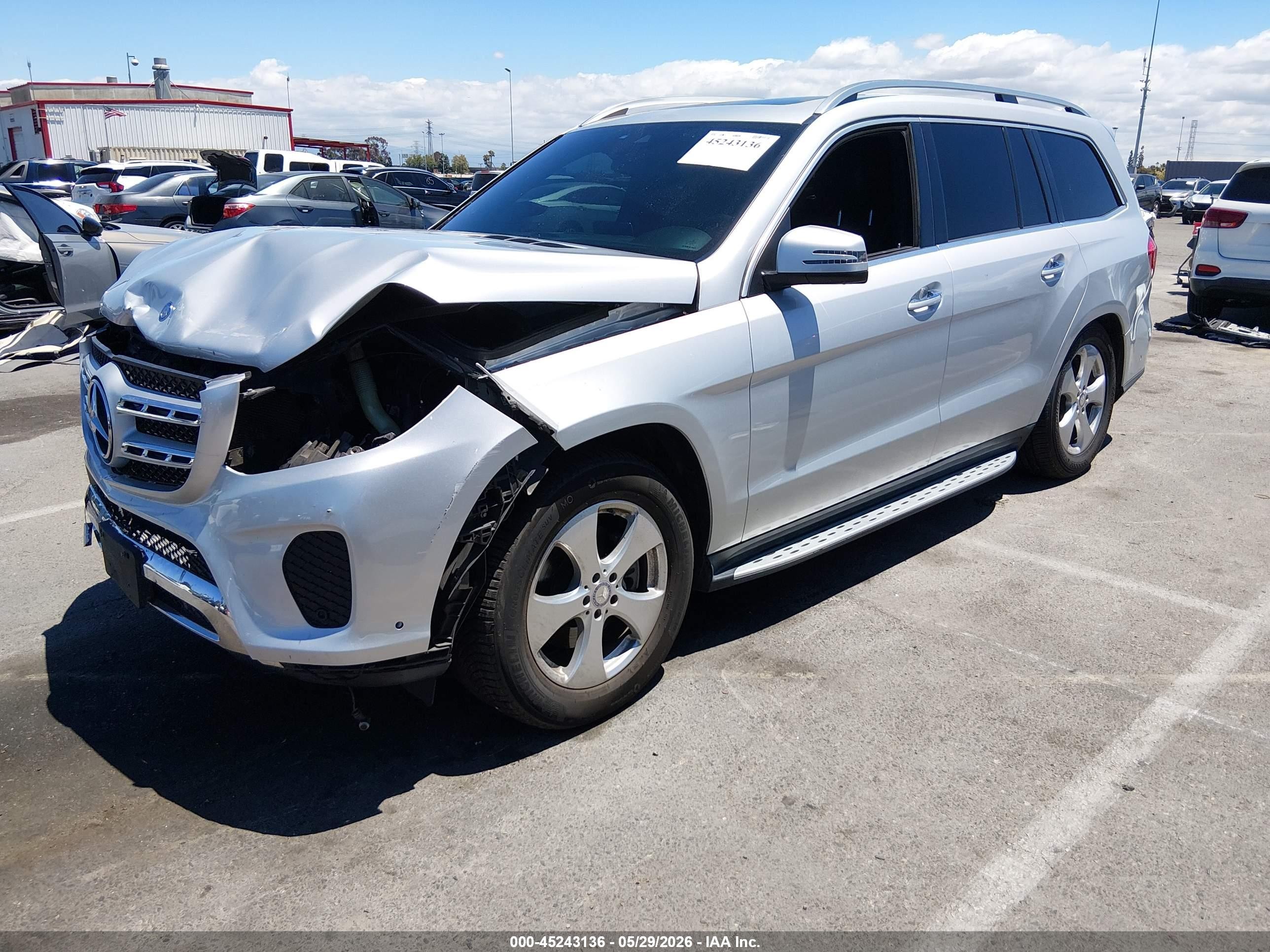 2017 Mercedes-Benz GLS-Class VIN 4JGDF6EE5HA869640 IAAI salvage auction — Front & Rear, Salvage (California), sold $3,800 on 2026-07-02 (photo 2)