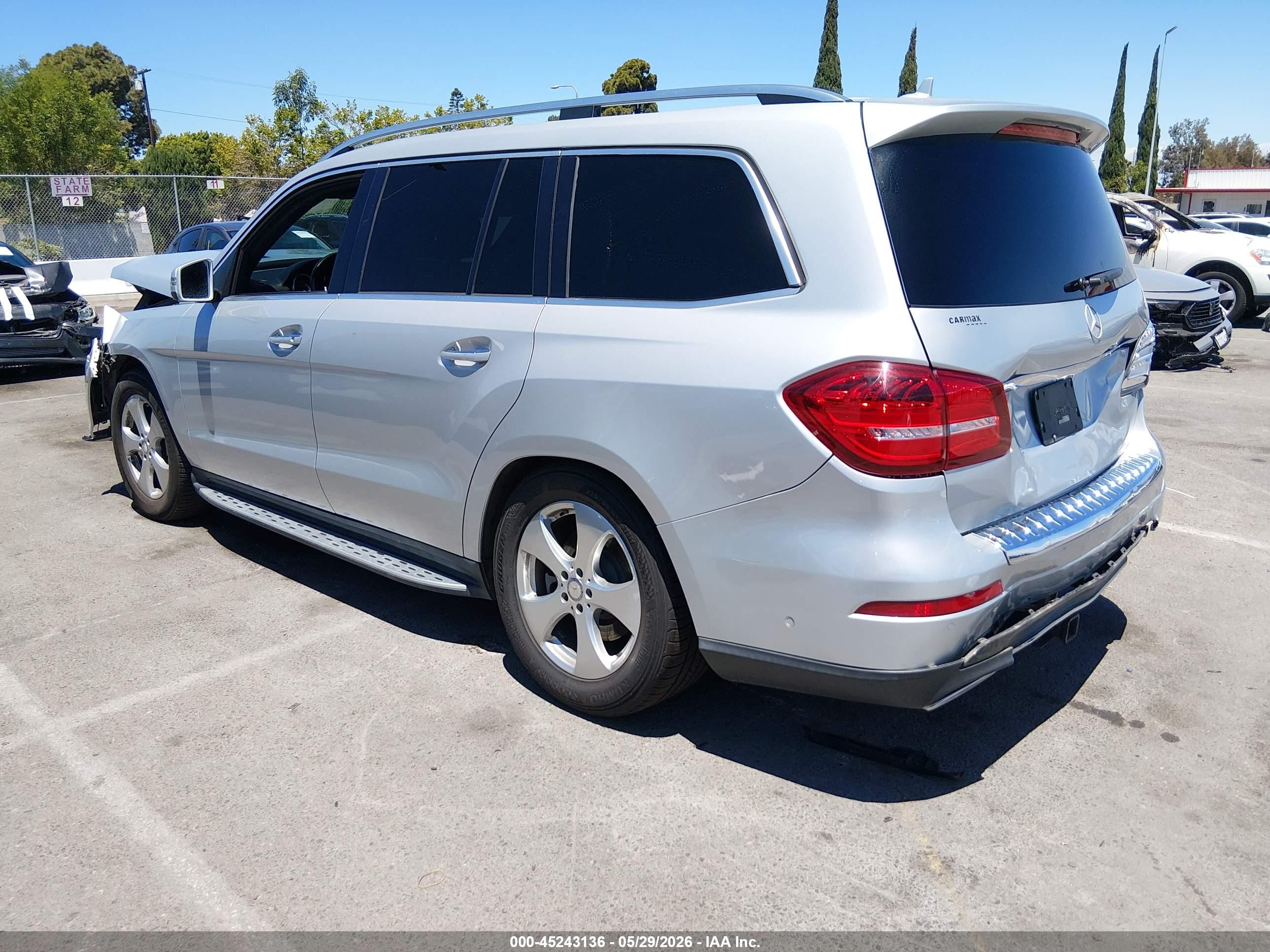 2017 Mercedes-Benz GLS-Class VIN 4JGDF6EE5HA869640 IAAI salvage auction — Front & Rear, Salvage (California), sold $3,800 on 2026-07-02 (photo 3)
