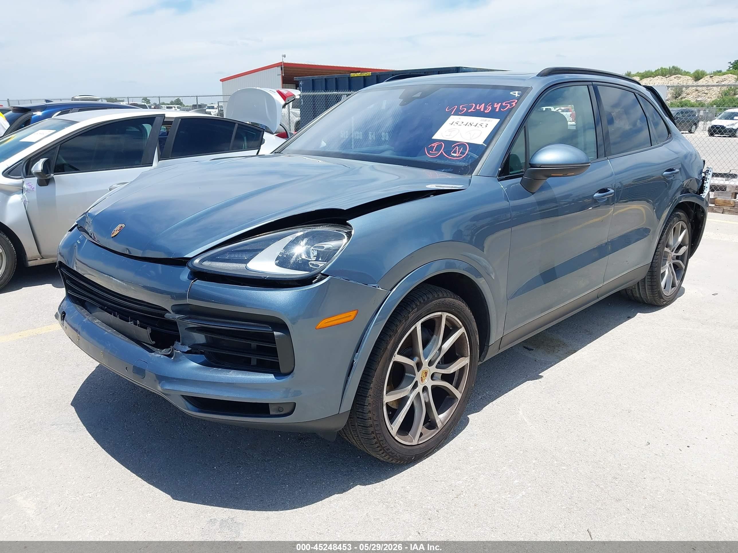 2020 Porsche Cayenne VIN WP1AA2AY9LDA06683 IAAI salvage auction — Front & Rear, Original (Texas), sold $10,000 on 2026-09-06 (photo 2)