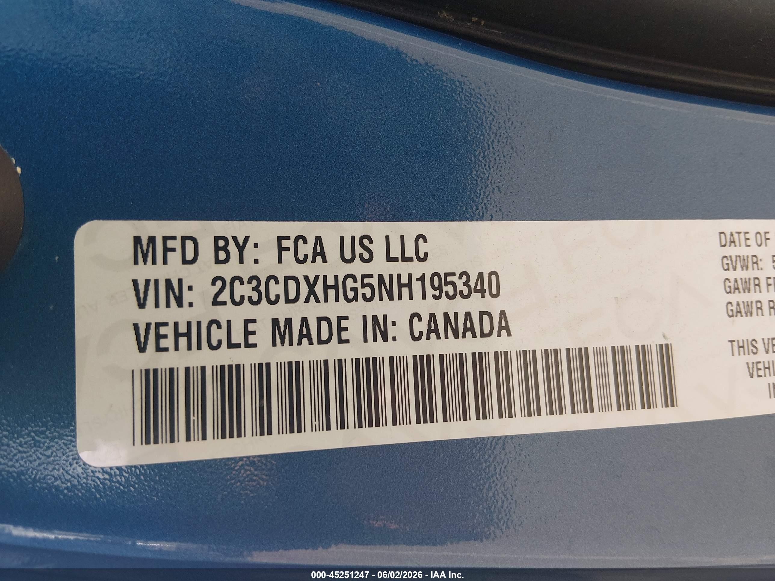 2022 Dodge Charger VIN 2C3CDXHG5NH195340 IAAI salvage auction — Rear End, Salvage (Mississippi), sold $5,300 on 2026-07-10 (photo 9)