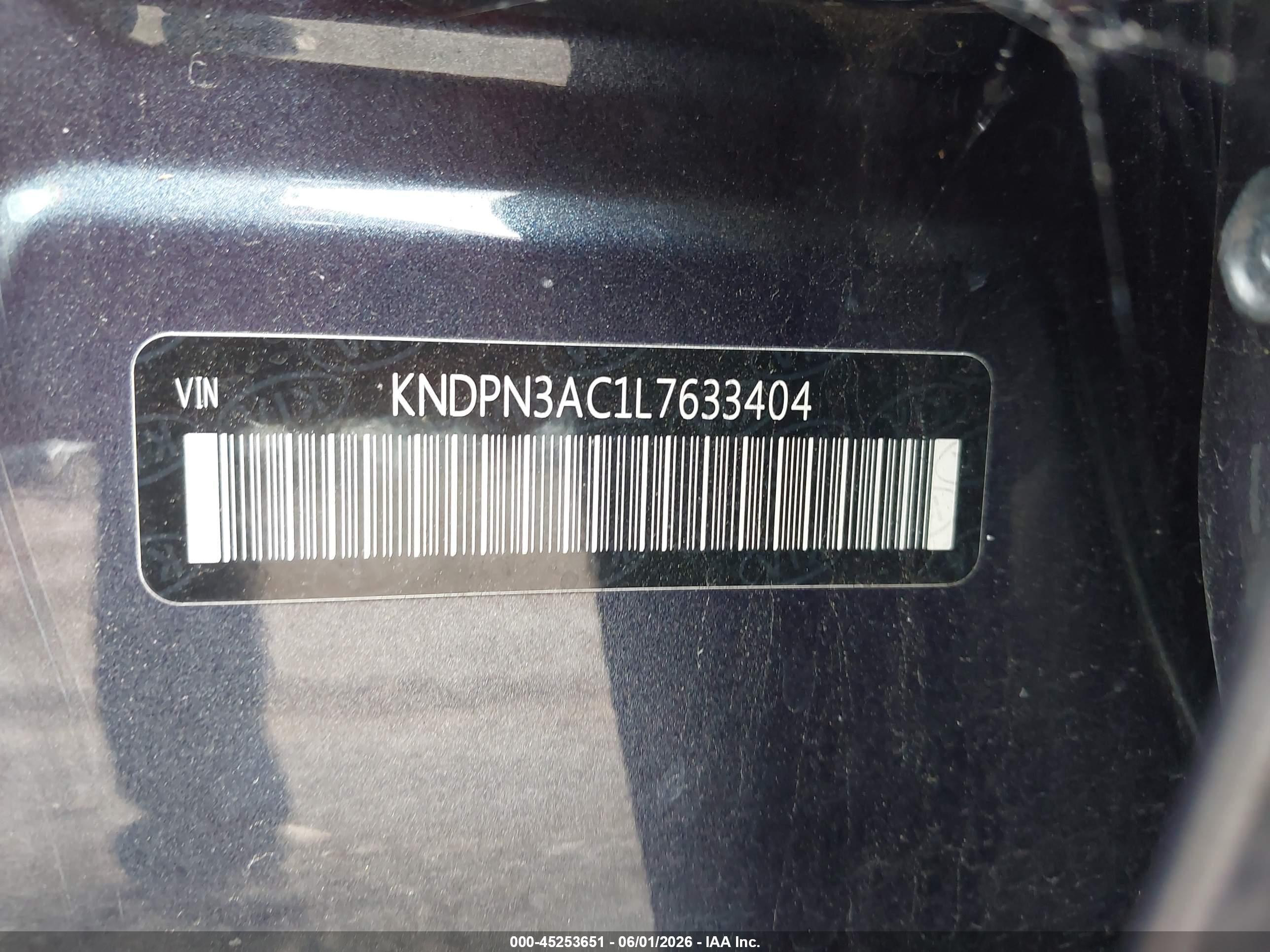 2020 Kia Sportage VIN KNDPN3AC1L7633404 IAAI salvage auction — Side, Salvage (Alabama), sold $3,300 on 2026-07-12 (photo 9)