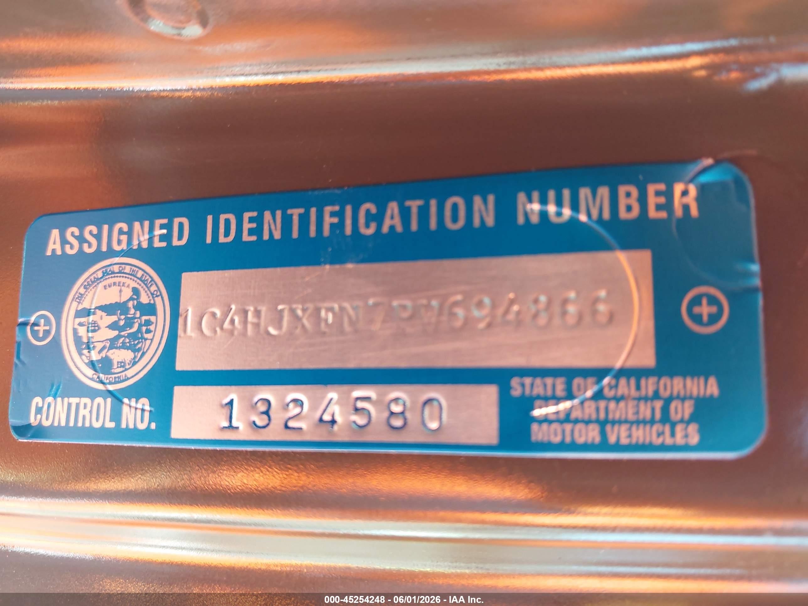 2023 Jeep Wrangler / VIN 1C4HJXFN7PW694866 IAAI salvage auction — Rear End, Clear - Dealer Only (California), sold $18,600 on 2026-09-18 (photo 9)
