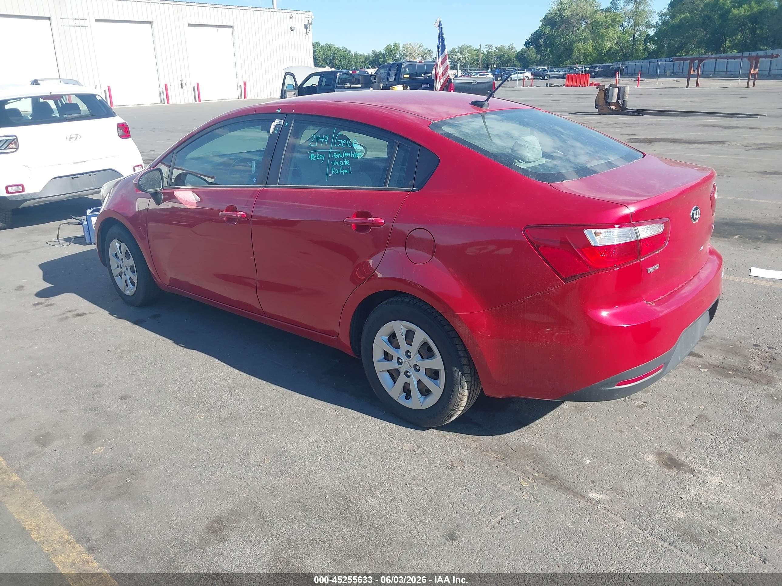 2014 Kia Rio VIN KNADM4A34E6352781 IAAI salvage auction — Normal Wear, Salvage (Texas), sold $275 on 2026-07-09 (photo 3)