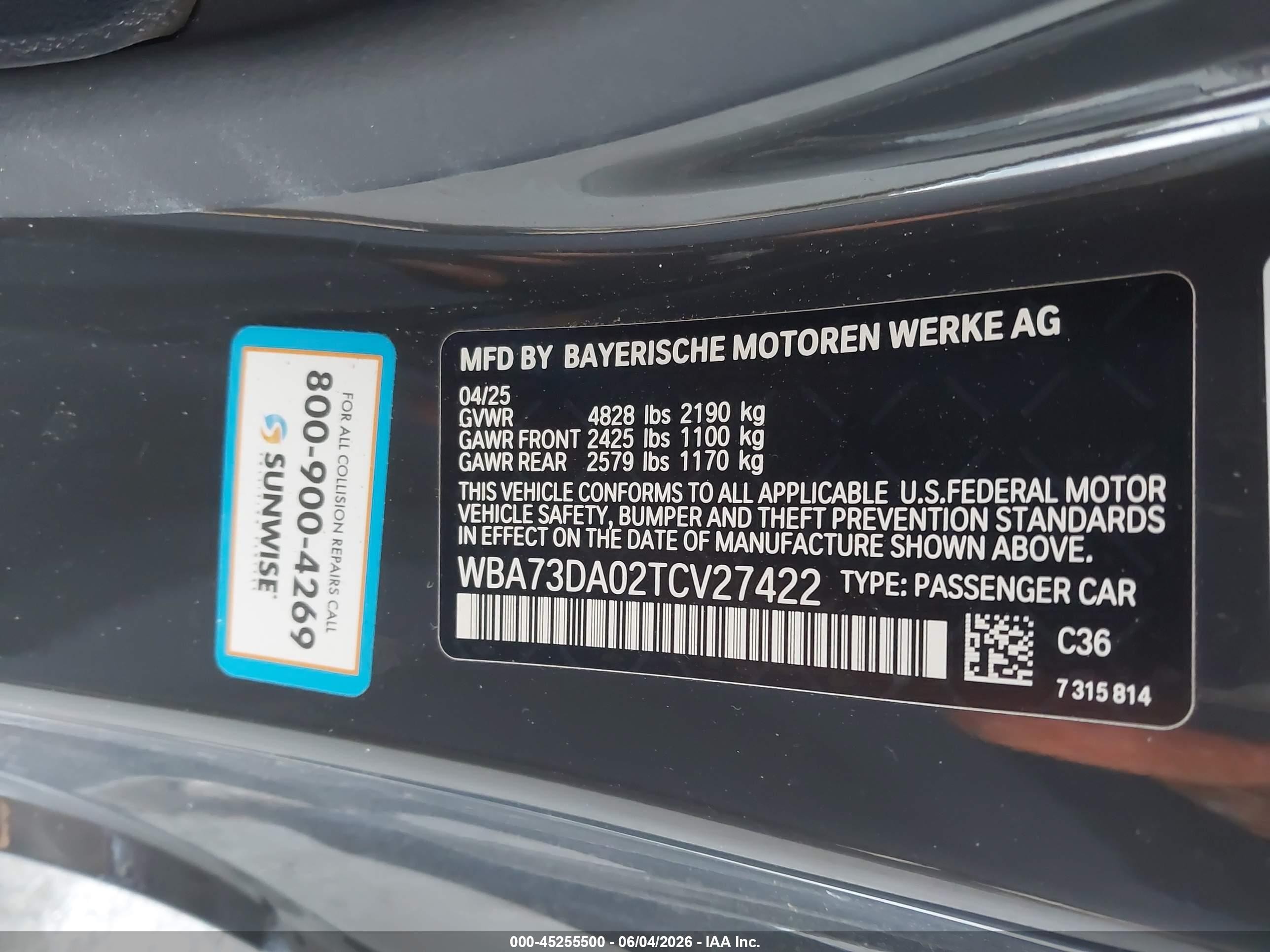 2026 BMW M440i VIN WBA73DA02TCV27422 IAAI salvage auction — Front End, Non-Repairable (California), sold $30,000 on 2026-08-13 (photo 9)