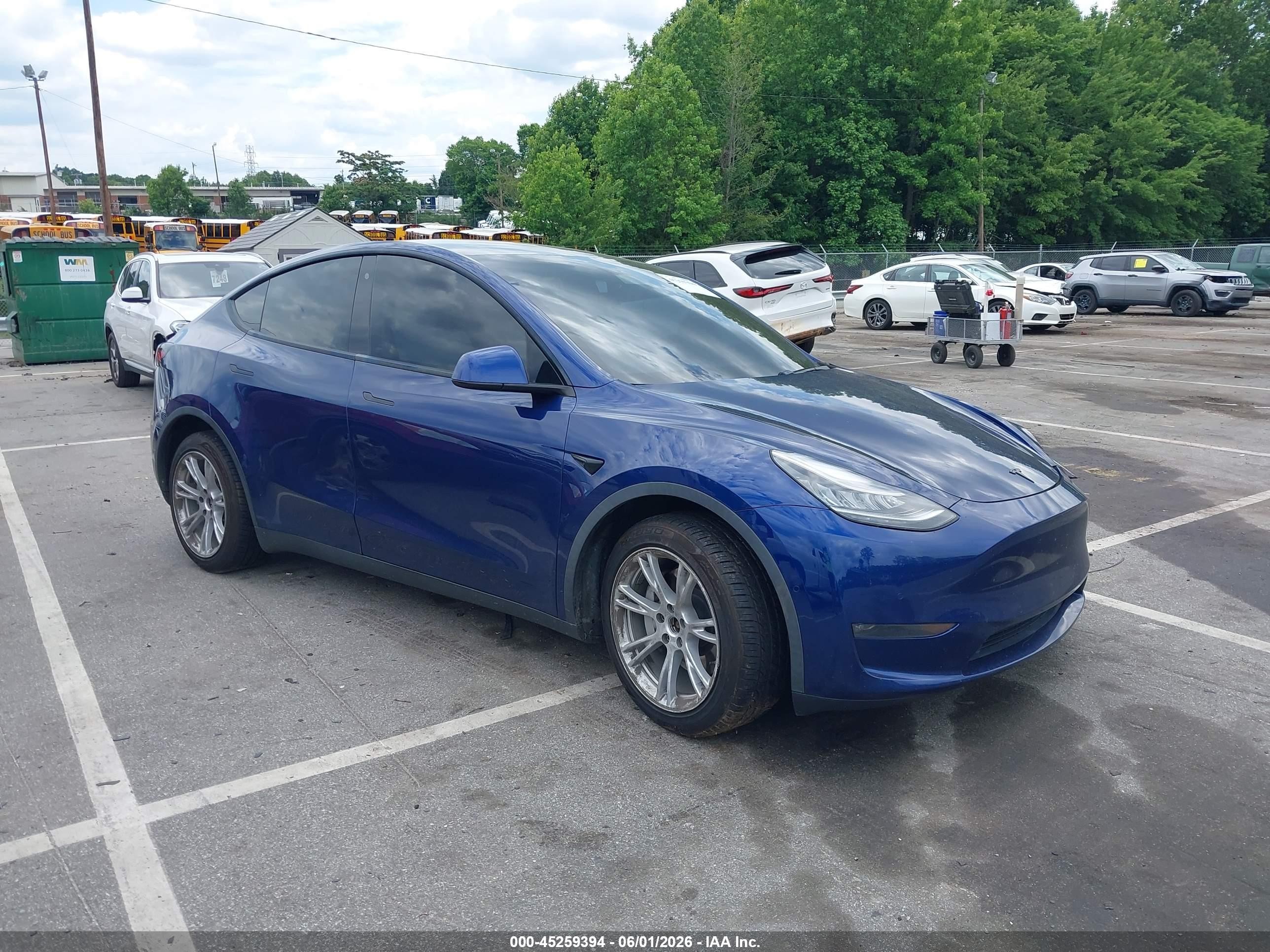 2021 Tesla Model Y VIN 5YJYGDEE2MF061173 IAAI salvage auction — Rear End, Salvage (North Carolina), sold $4,650 on 2026-07-11 (photo 1)