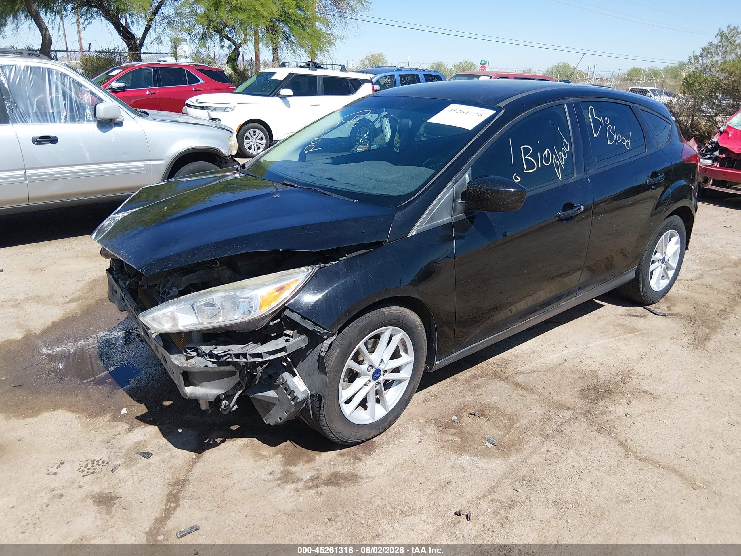 2018 Ford Focus VIN 1FADP3K22JL244848 IAAI salvage auction — Biohazard/Chemical, Salvage (Arizona), sold $225 on 2026-07-09 (photo 2)