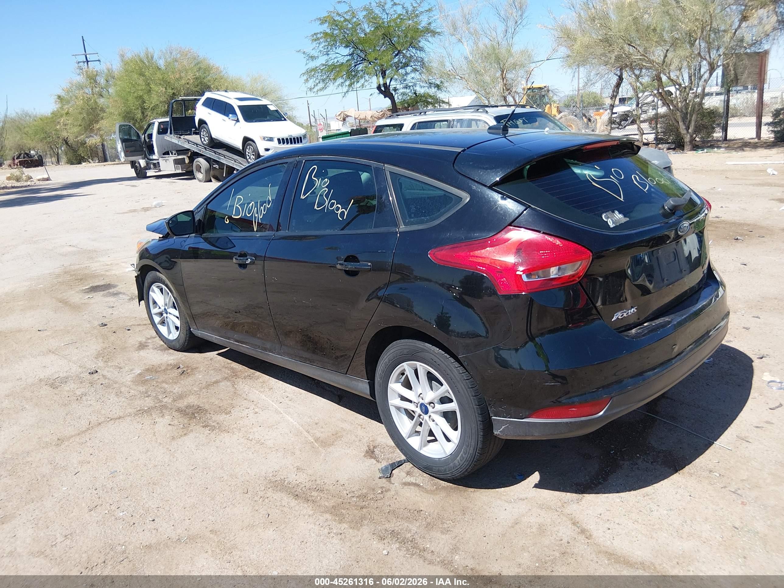 2018 Ford Focus VIN 1FADP3K22JL244848 IAAI salvage auction — Biohazard/Chemical, Salvage (Arizona), sold $225 on 2026-07-09 (photo 3)