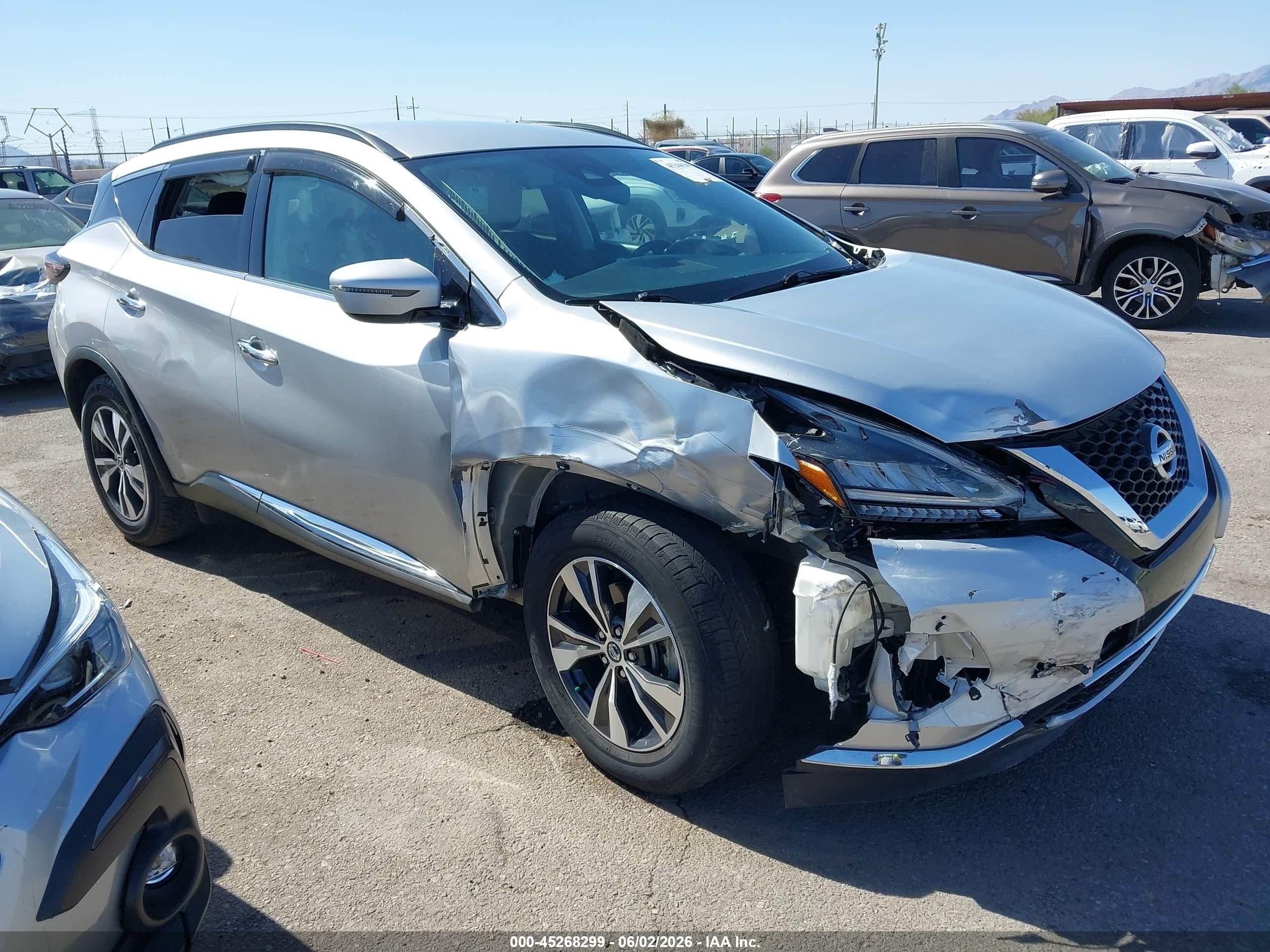 2021 Nissan Murano VIN 5N1AZ2BJ8MC129020 IAAI salvage auction — Unknown, Salvage (Arizona), sold $1,775 on 2026-07-09 (photo 1)