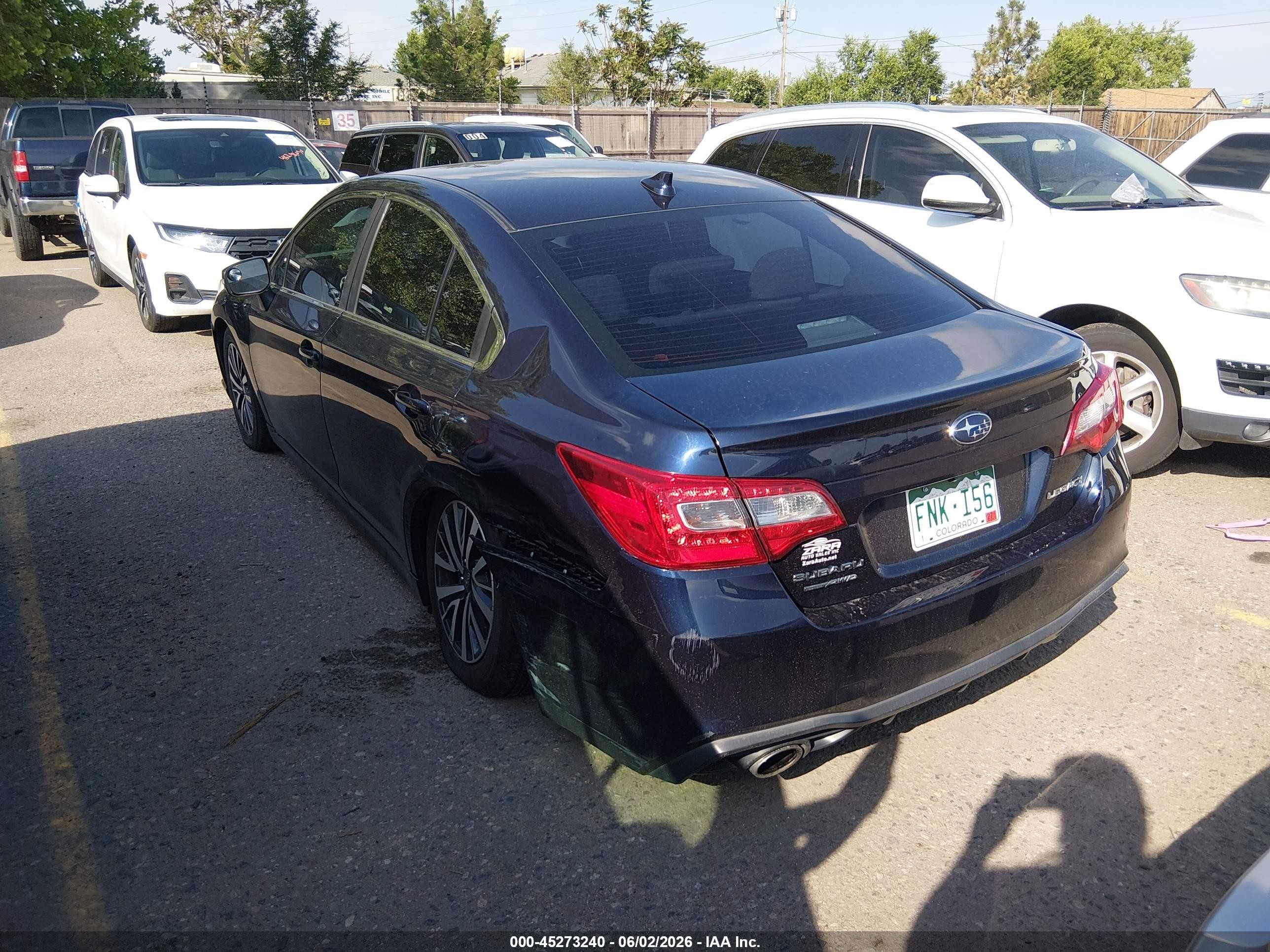 2018 Subaru LEGACY VIN 4S3BNAF6XJ3045779 IAAI salvage auction — Front & Rear, Salvage (Colorado), sold $2,500 on 2026-09-11 (photo 3)