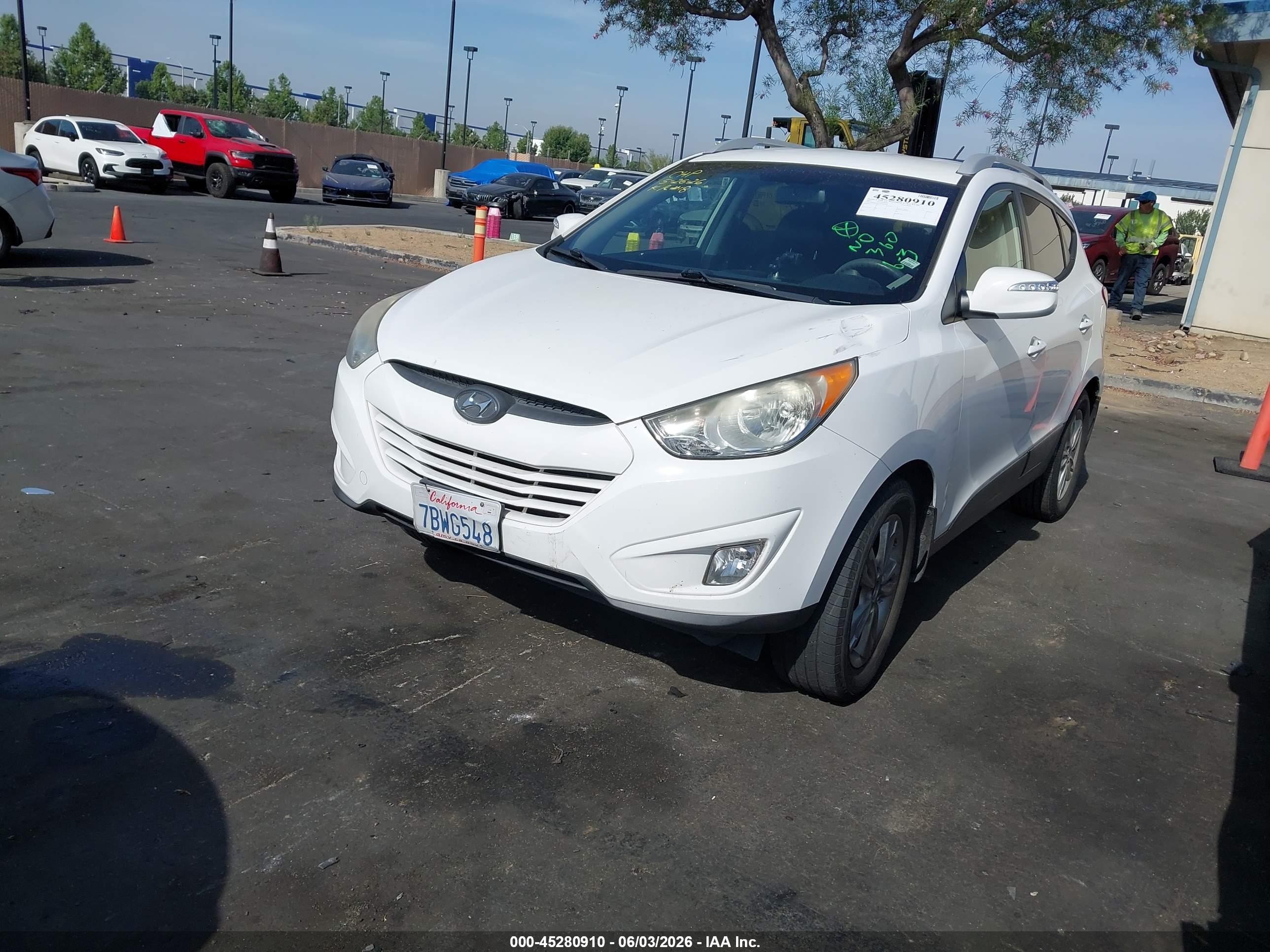 2013 Hyundai Tucson VIN KM8JU3AC1DU753971 IAAI salvage auction — Front & Rear, Salvage Certificate (California), sold $1,750 on 2026-07-10 (photo 2)