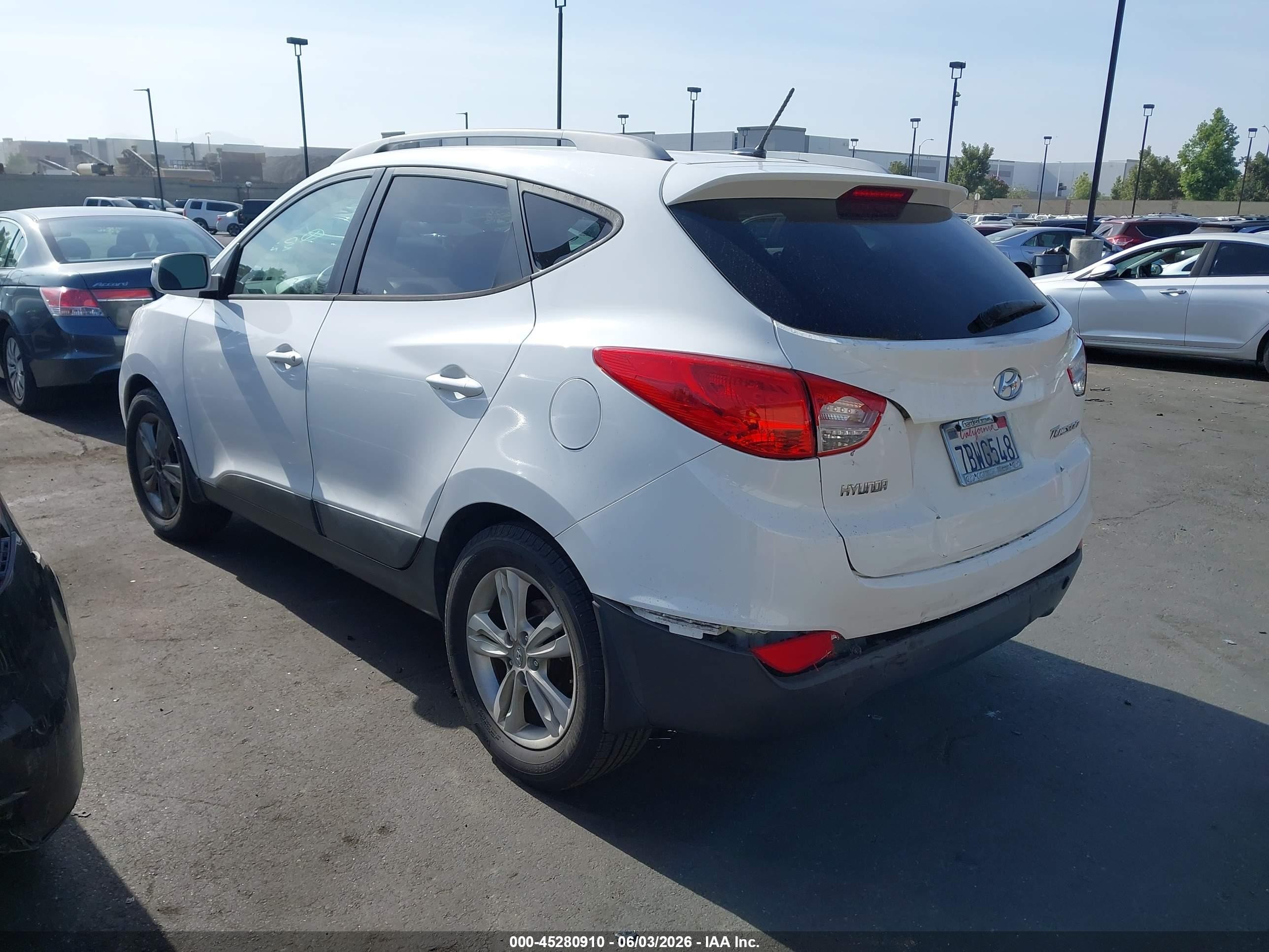 2013 Hyundai Tucson VIN KM8JU3AC1DU753971 IAAI salvage auction — Front & Rear, Salvage Certificate (California), sold $1,750 on 2026-07-10 (photo 3)