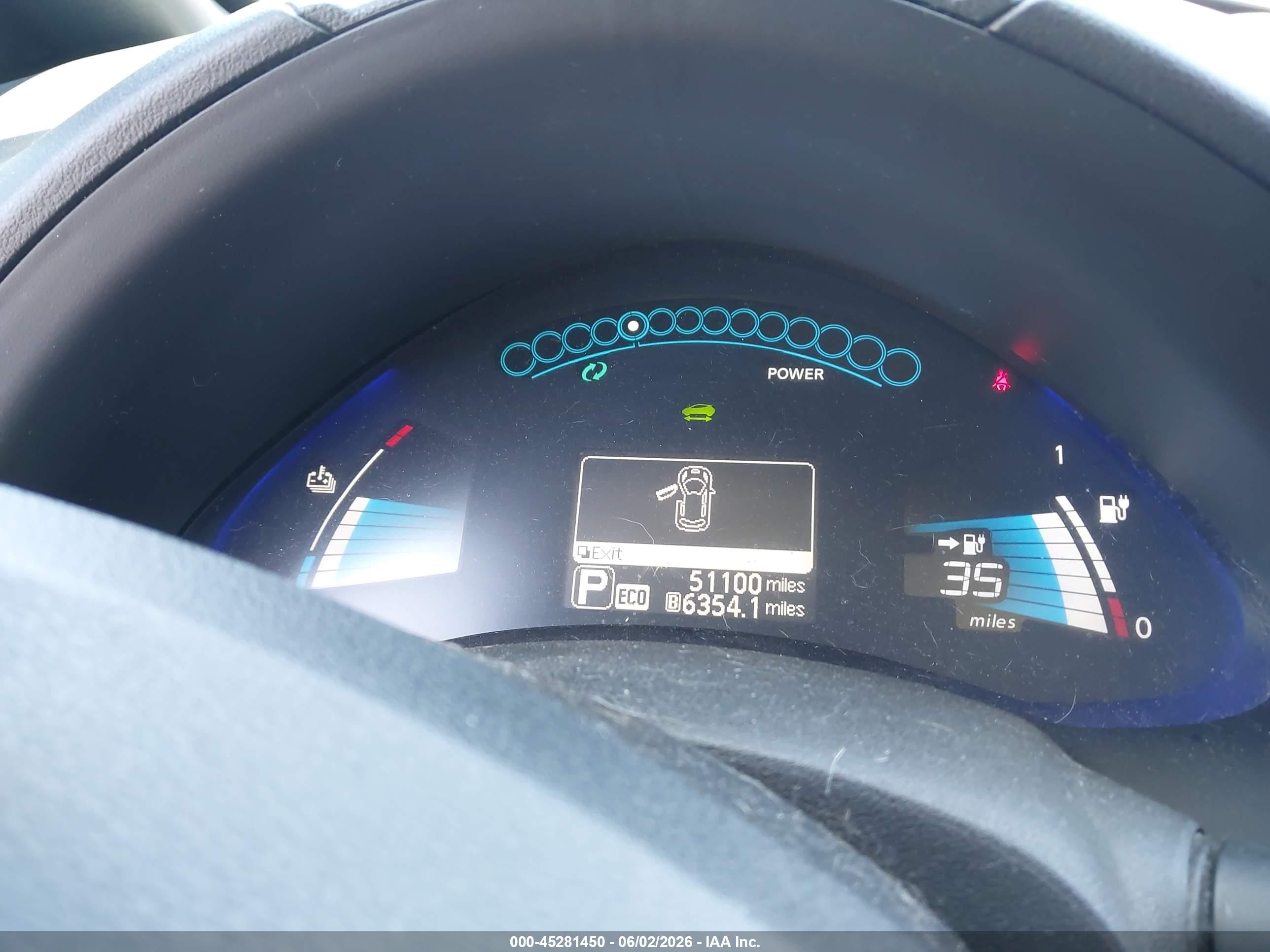 2013 Nissan Leaf VIN 1N4AZ0CPXDC413427 IAAI salvage auction — Unknown, Salvage Certificate (California), sold $400 on 2026-07-12 (photo 7)