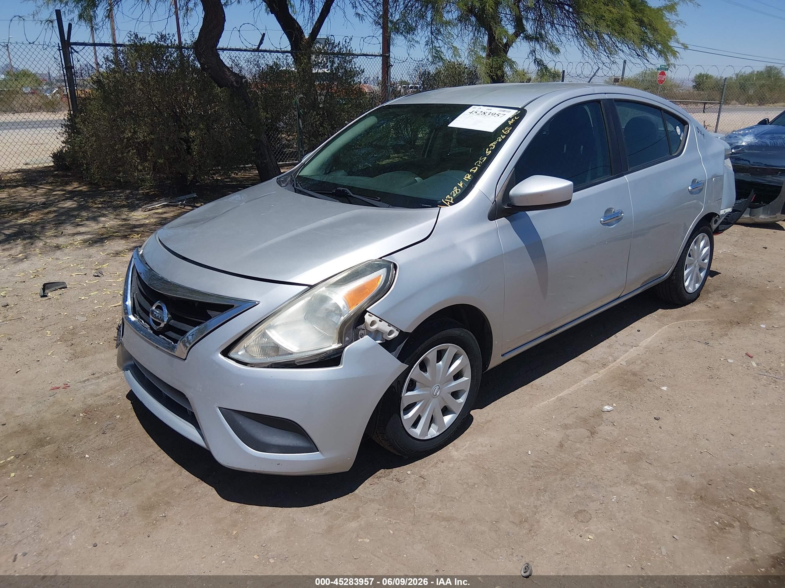 2019 Nissan Versa VIN 3N1CN7AP8KL851328 IAAI salvage auction — Front & Rear, Salvage (Arizona), sold $1,550 on 2026-07-09 (photo 2)