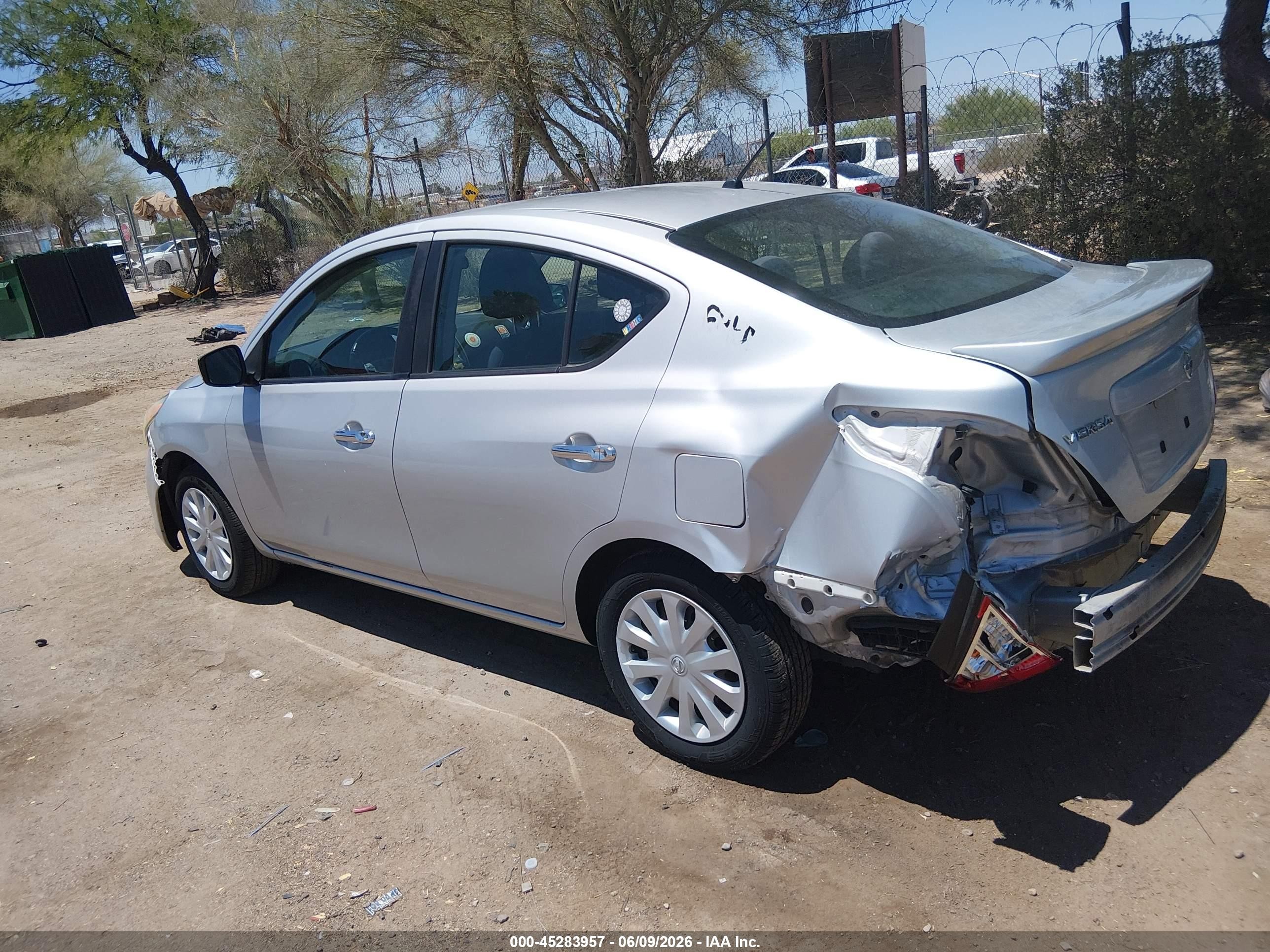 2019 Nissan Versa VIN 3N1CN7AP8KL851328 IAAI salvage auction — Front & Rear, Salvage (Arizona), sold $1,550 on 2026-07-09 (photo 3)