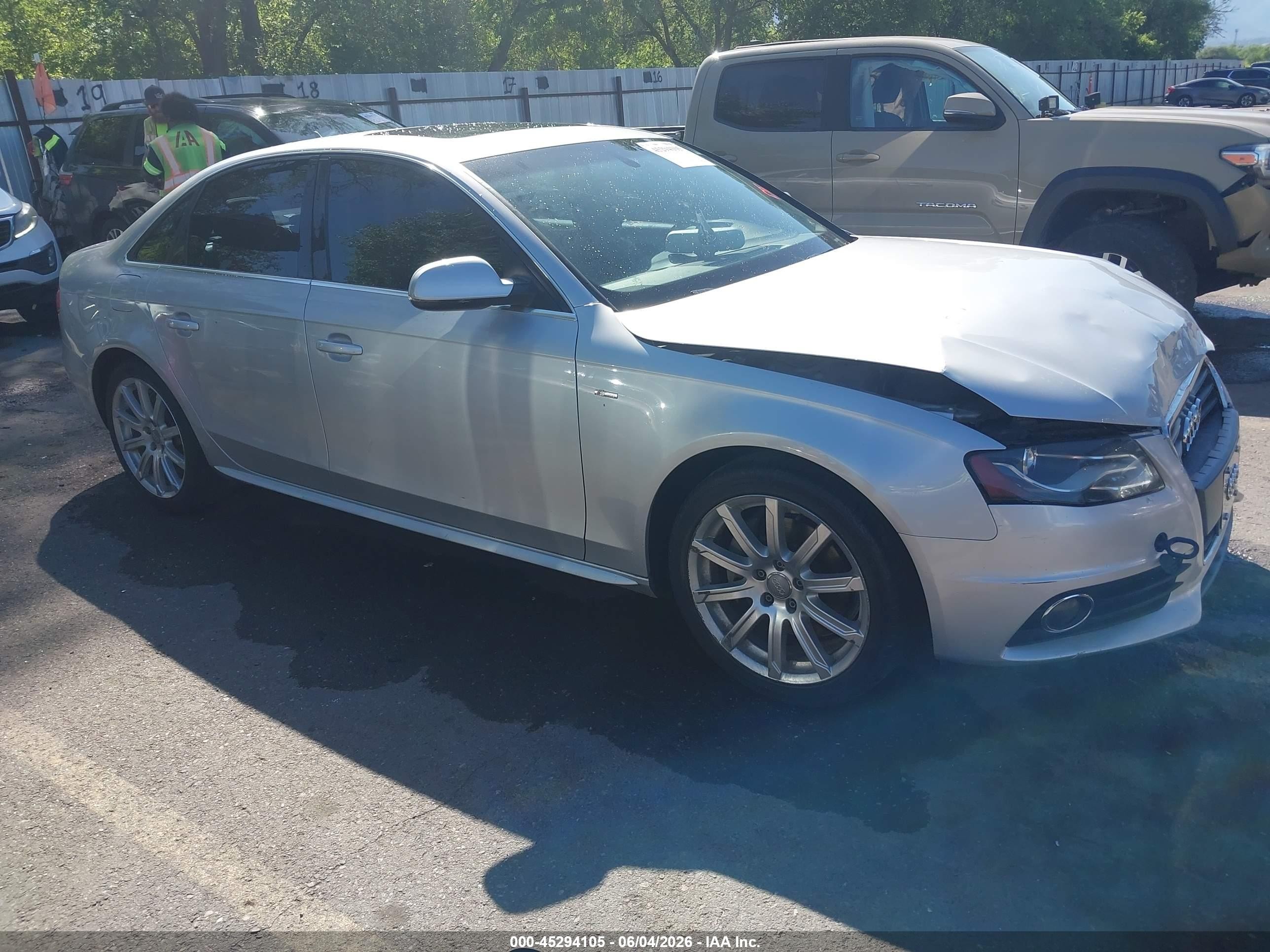 2012 Audi A4 VIN WAUFFAFLXCA119038 IAAI salvage auction — Front End, Salvage (Utah), sold $275 on 2026-07-09 (photo 1)