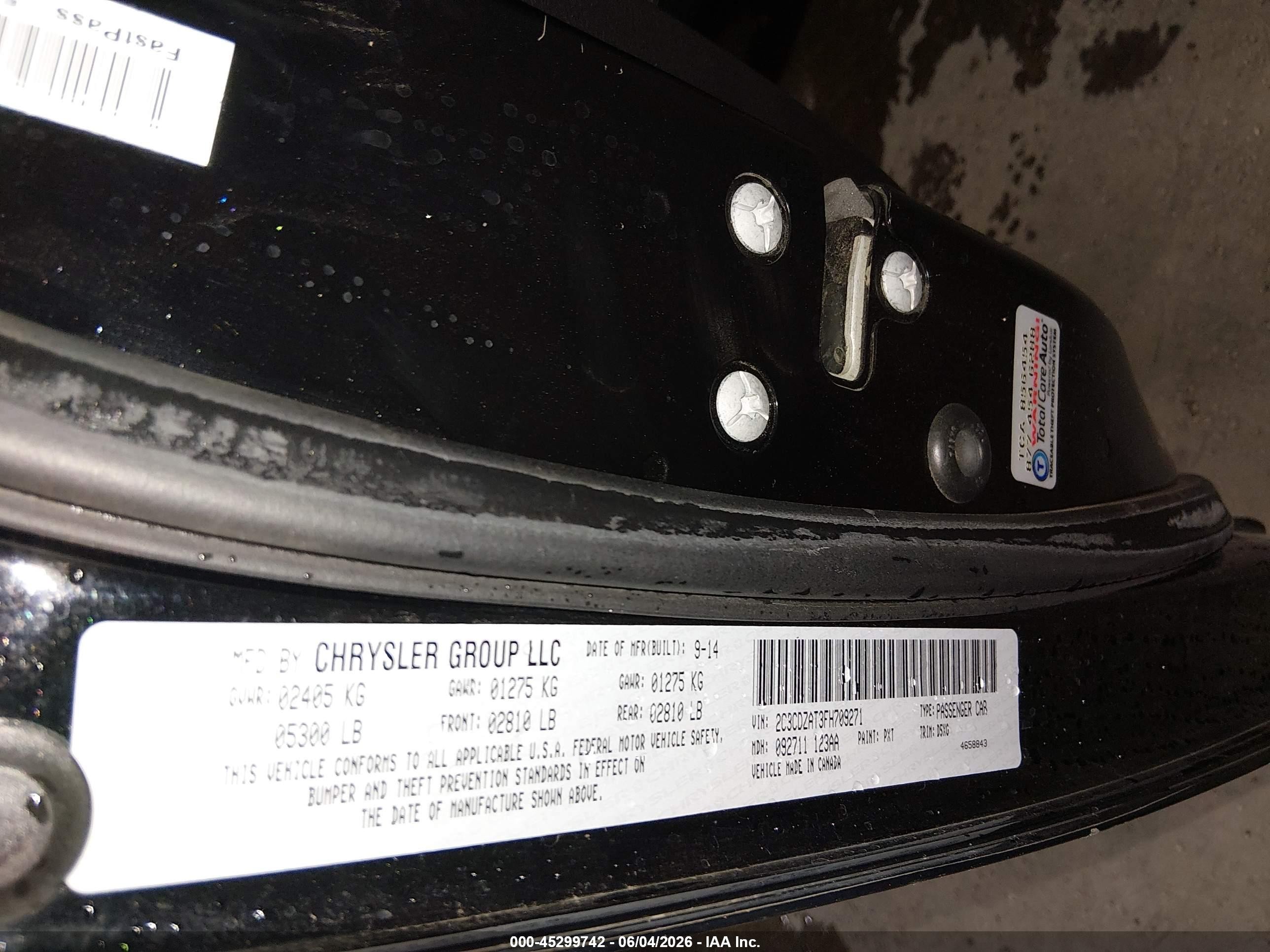 2015 Dodge Challenger VIN 2C3CDZAT3FH709271 IAAI salvage auction — Front End, Salvage (Idaho), sold $2,350 on 2026-07-10 (photo 9)