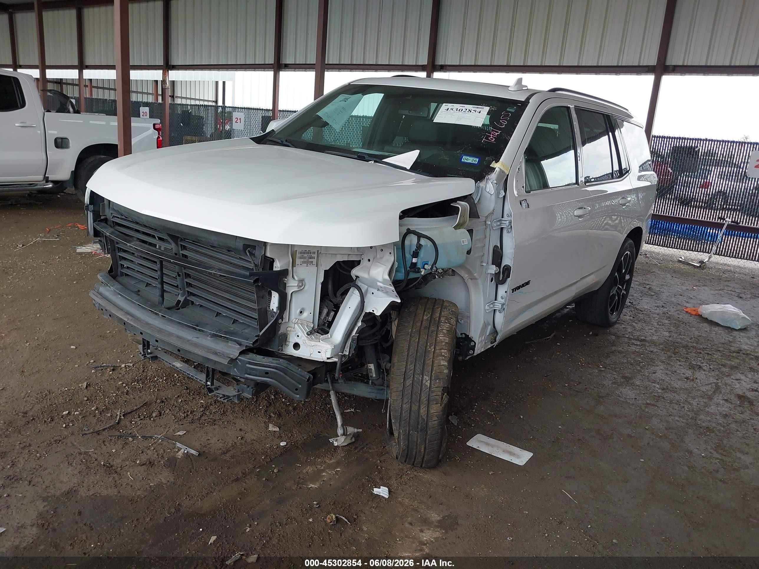 2021 Chevrolet Tahoe VIN 1GNSCRKD4MR203292 IAAI salvage auction — Front End, Original (Texas), sold $24,000 on 2026-08-18 (photo 2)