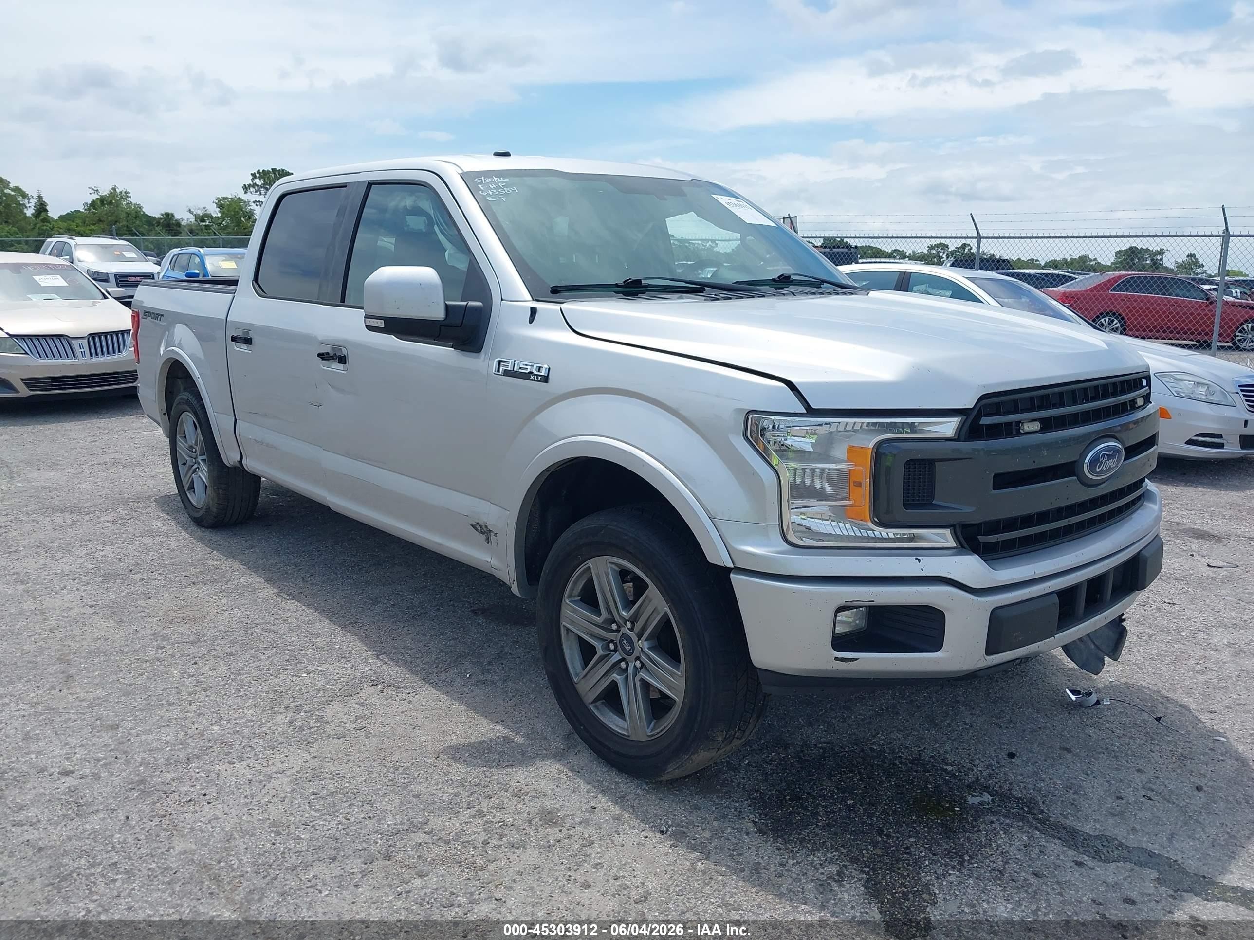 2018 Ford F-150 VIN 1FTEW1CP3JFE59301 IAAI salvage auction — Side, Rebuildable (Florida), sold $3,850 on 2026-07-07 (photo 1)