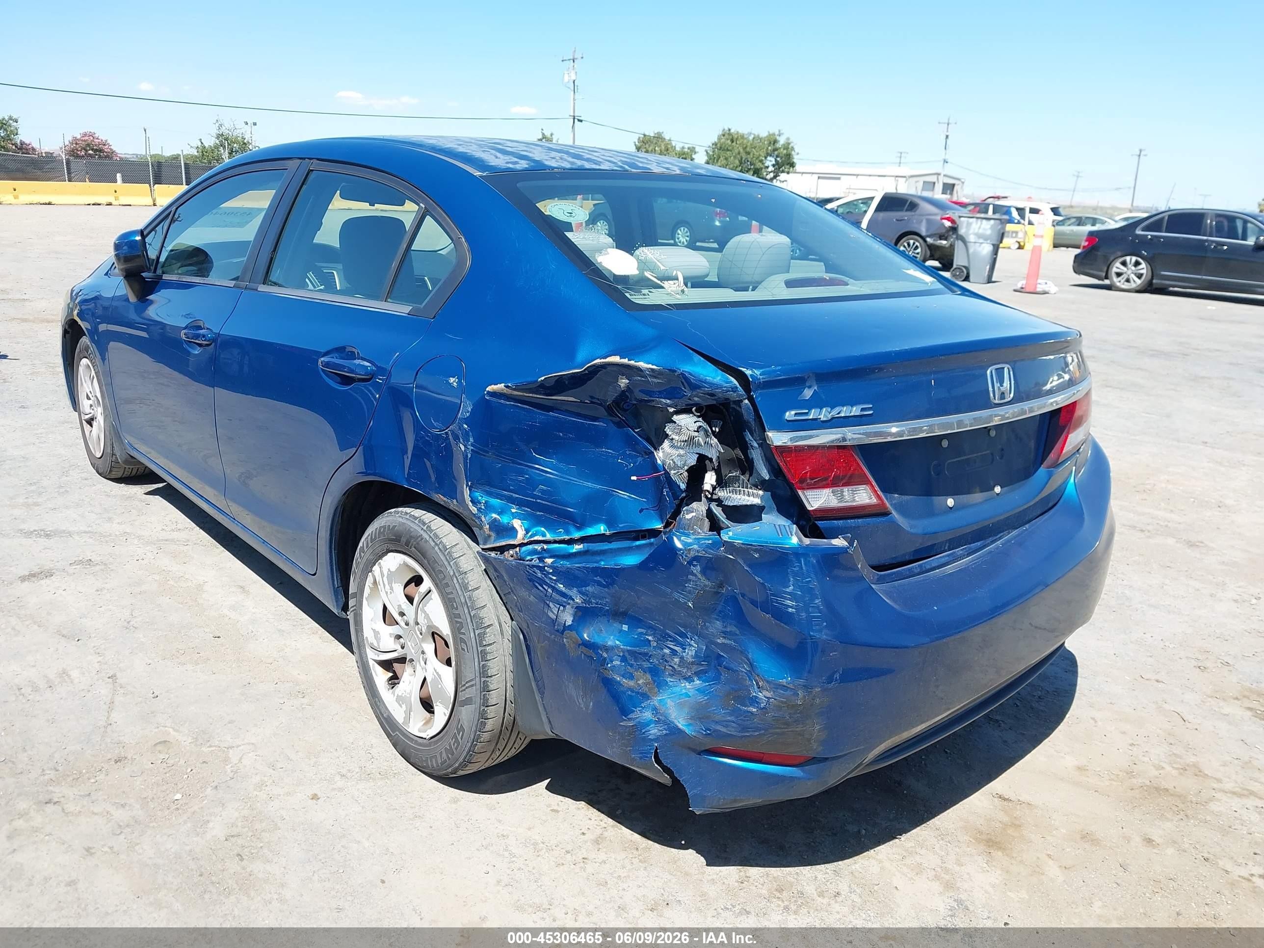 2015 Honda Civic VIN 2HGFB2F59FH528595 IAAI salvage auction — Rear End, Salvage (California), sold $1,750 on 2026-07-09 (photo 3)