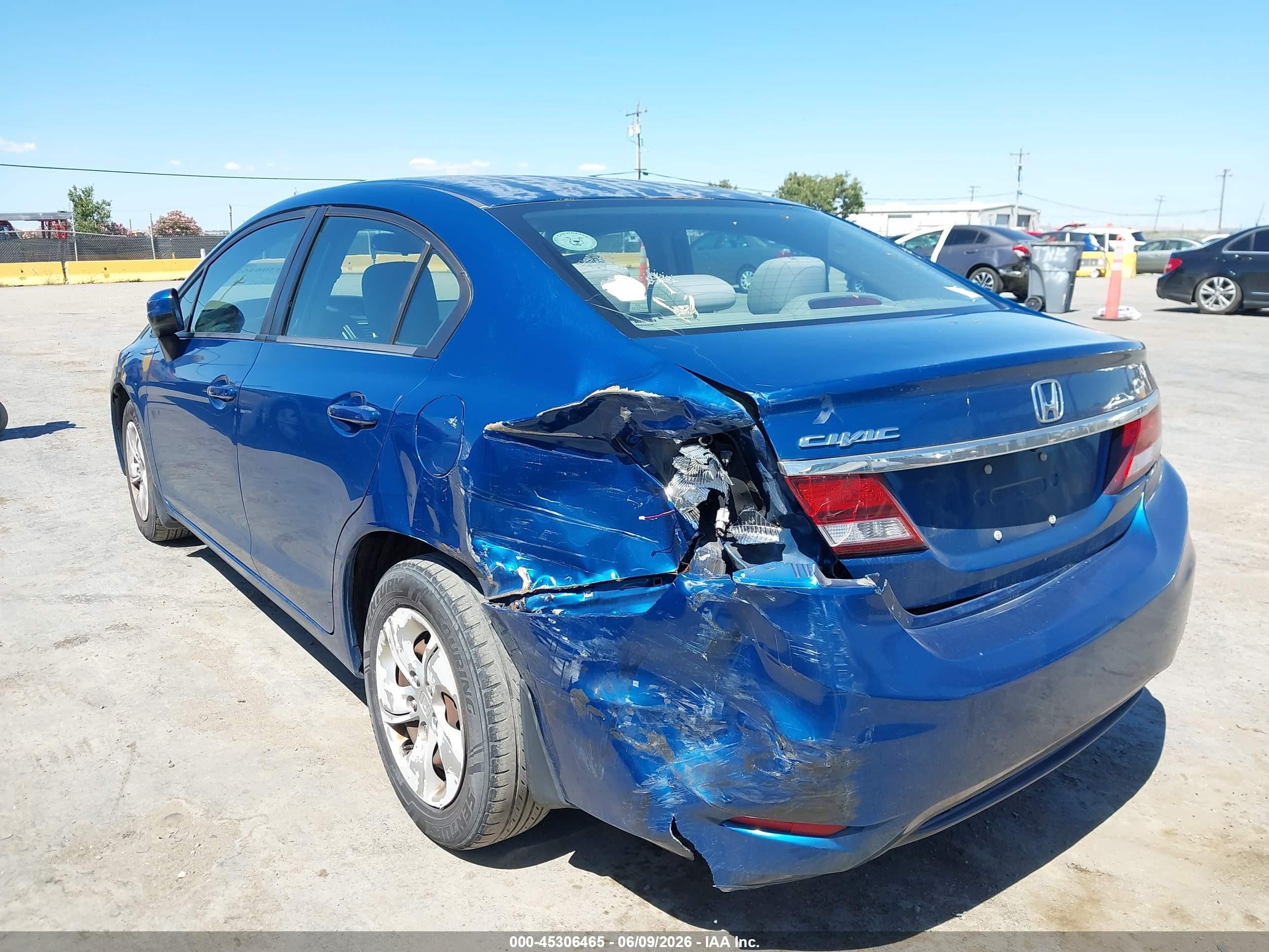 2015 Honda Civic VIN 2HGFB2F59FH528595 IAAI salvage auction — Rear End, Salvage (California), sold $1,750 on 2026-07-09 (photo 6)