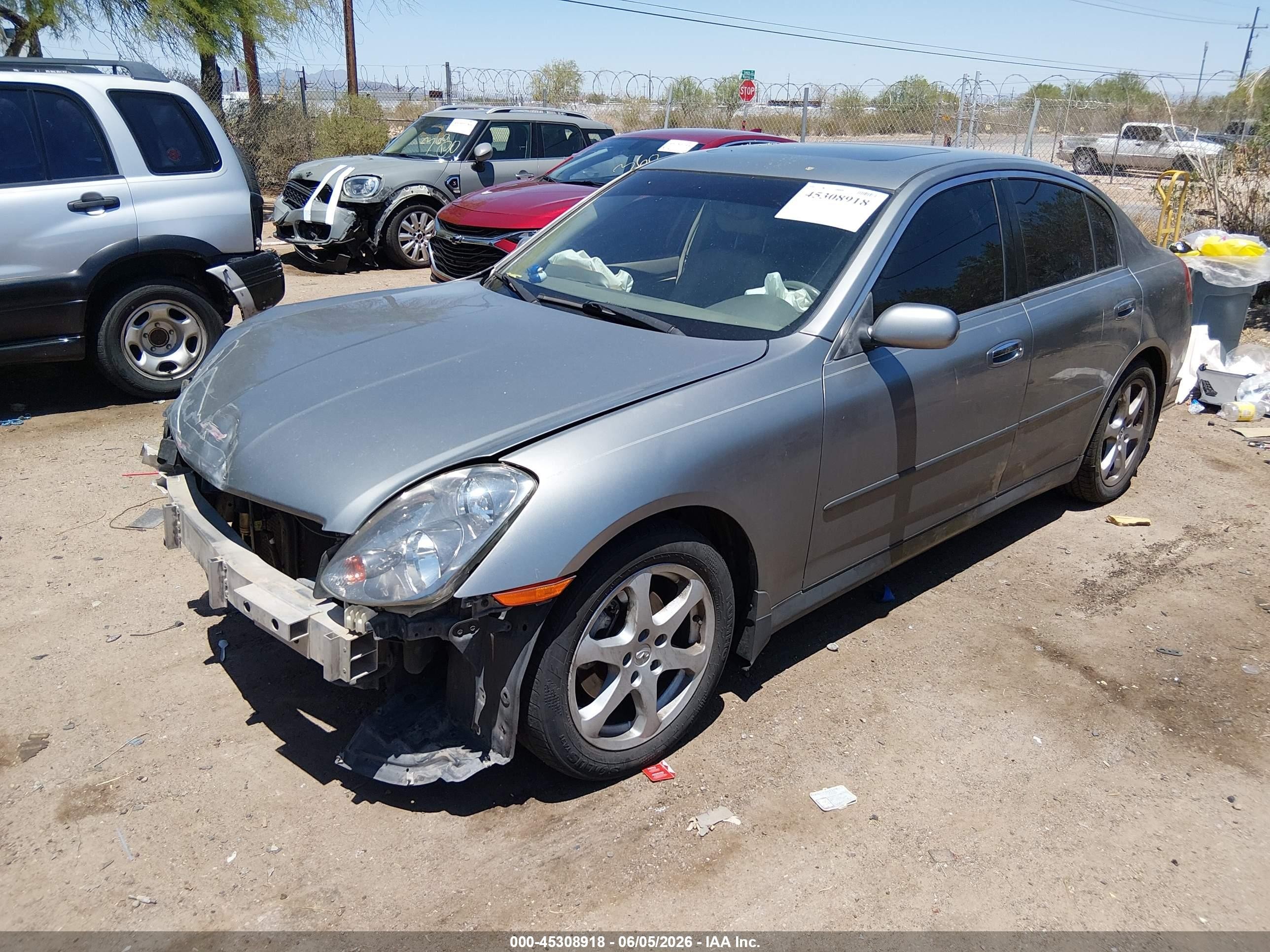 2004 Infiniti G35 VIN JNKCV51E94M612815 IAAI salvage auction — Front End, Salvage (Arizona), sold $225 on 2026-07-02 (photo 2)