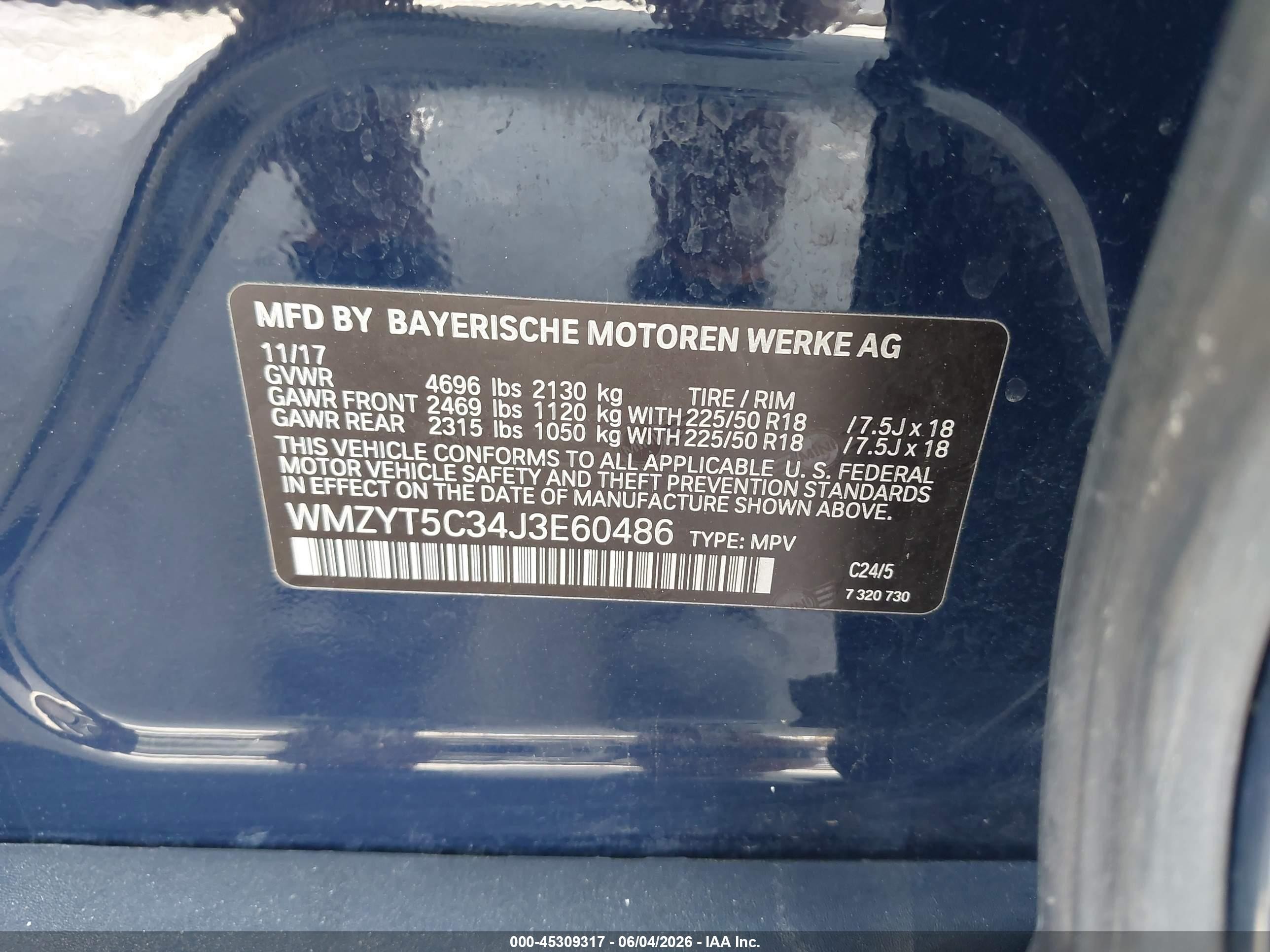 2018 Mini Countryman VIN WMZYT5C34J3E60486 IAAI salvage auction — Unknown, Salvage (Illinois), sold $2,050 on 2026-09-11 (photo 9)