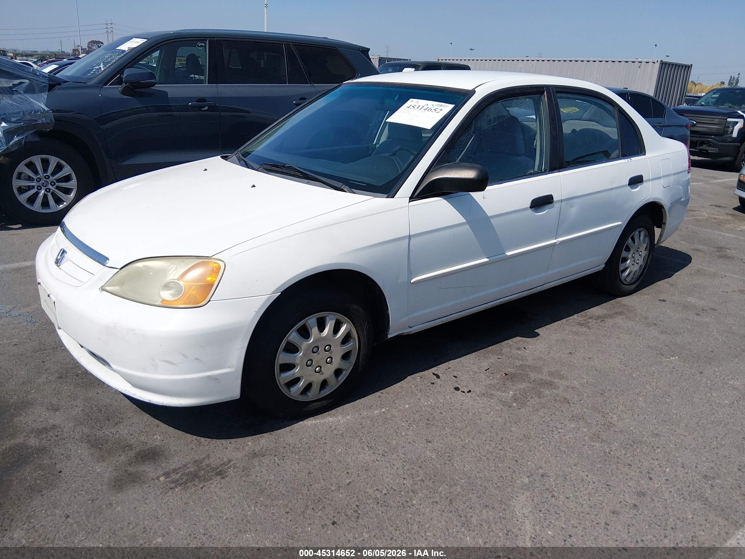 2001 Honda Civic VIN 2HGES16541H545609 IAAI salvage auction — Normal Wear, Clear - Dealer Only (California), sold $225 on 2026-07-09 (photo 2)