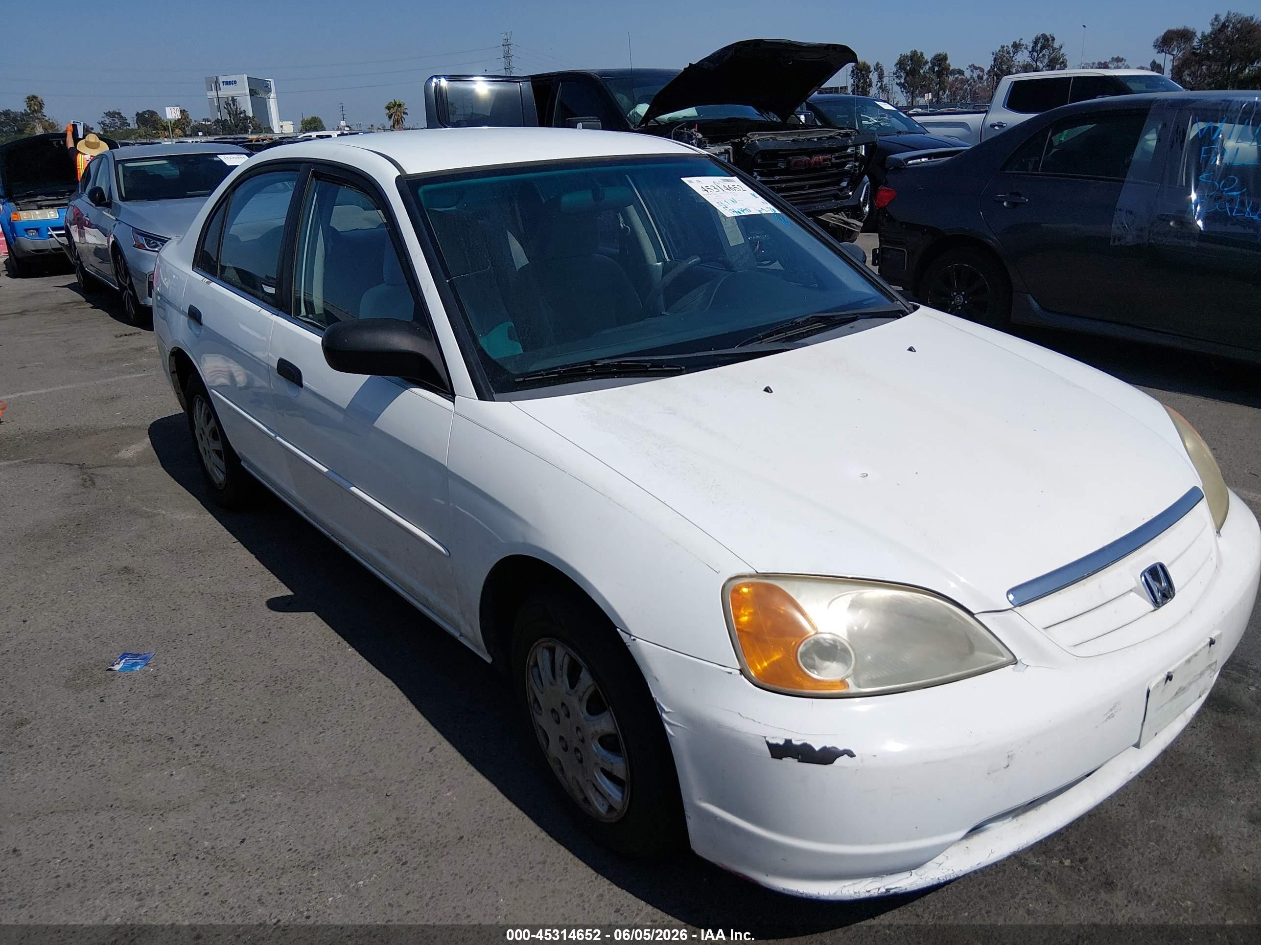 2001 Honda Civic VIN 2HGES16541H545609 IAAI salvage auction — Normal Wear, Clear - Dealer Only (California), sold $225 on 2026-07-09 (photo 6)