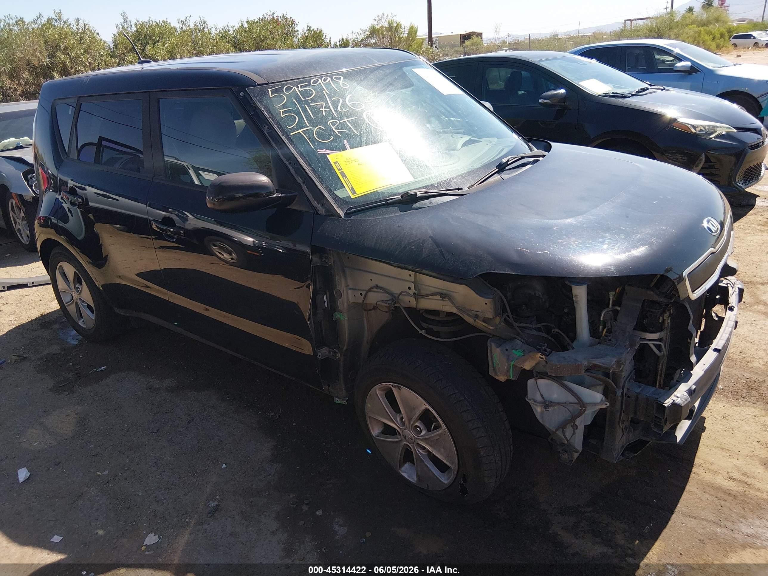 2016 Kia Soul VIN KNDJN2A29G7322817 IAAI salvage auction — Front End, Salvage (Arizona), sold $1,000 on 2026-07-09 (photo 1)