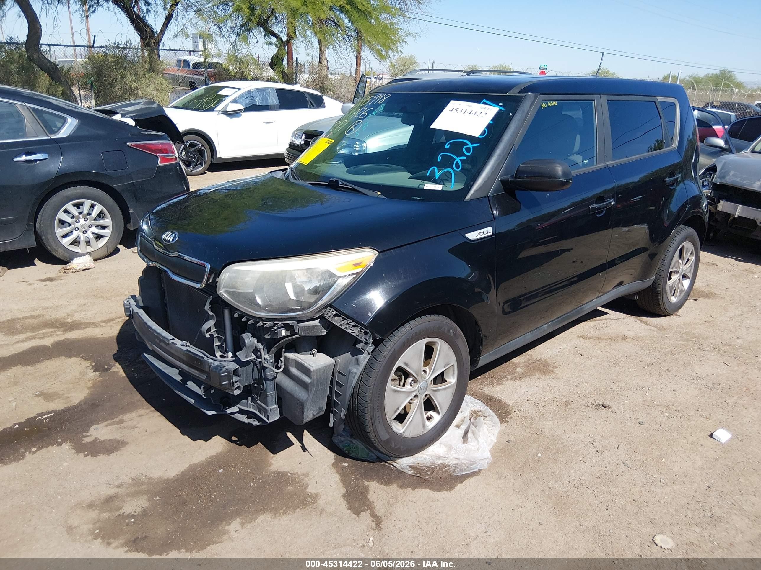 2016 Kia Soul VIN KNDJN2A29G7322817 IAAI salvage auction — Front End, Salvage (Arizona), sold $1,000 on 2026-07-09 (photo 2)