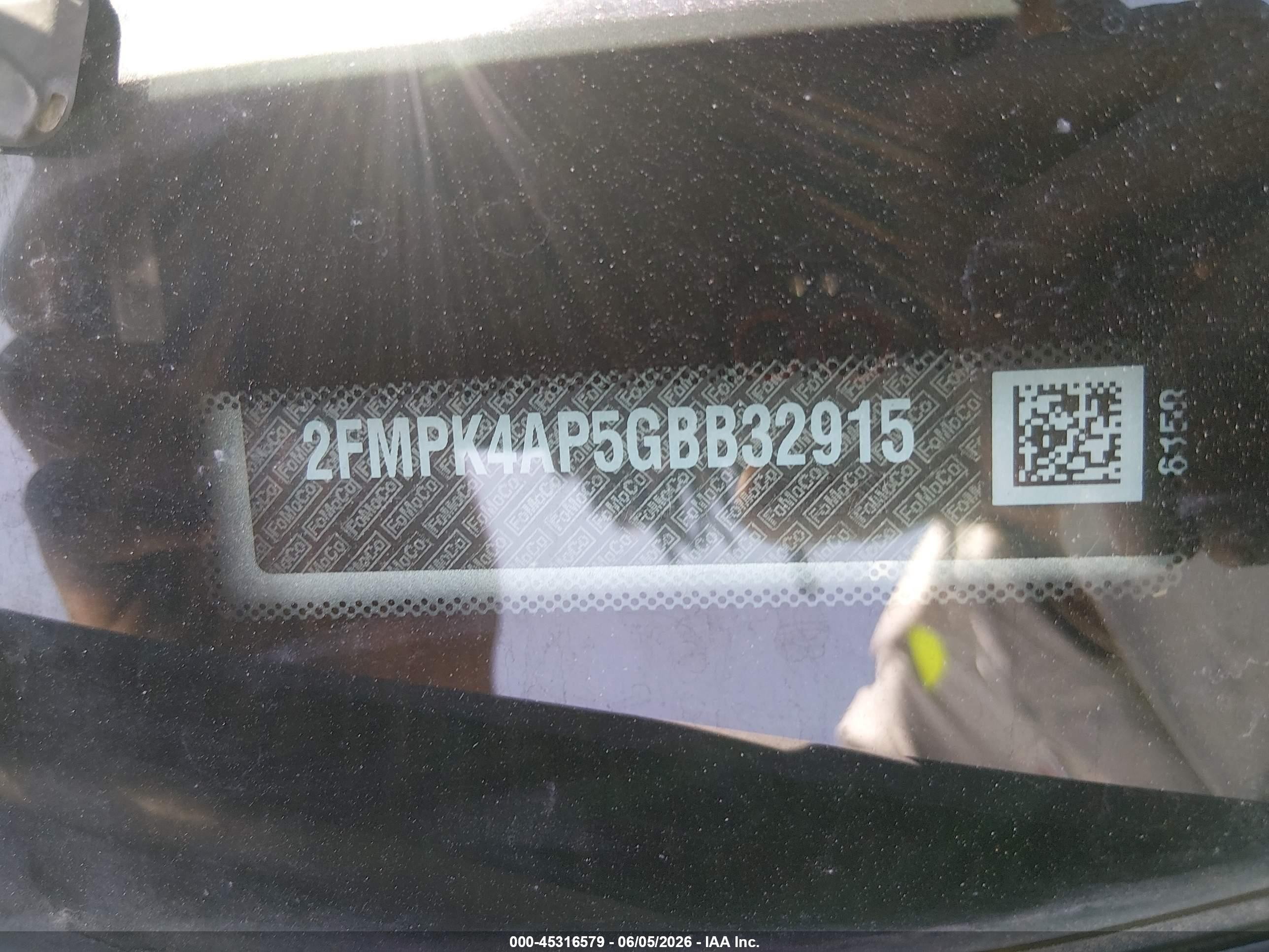 2016 Ford Edge VIN 2FMPK4AP5GBB32915 IAAI salvage auction — Side, Salvage (Arizona), sold $1,200 on 2026-07-09 (photo 9)